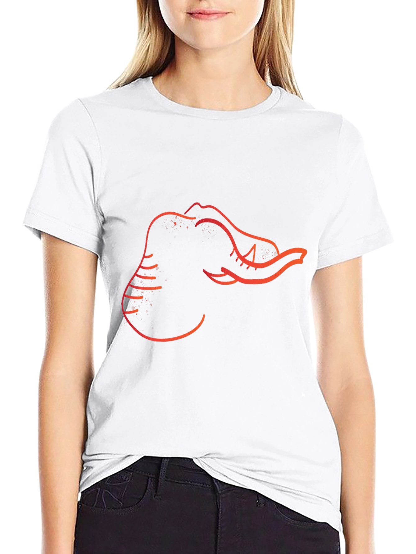 Mens Black Elephant Outline Graphic Tee