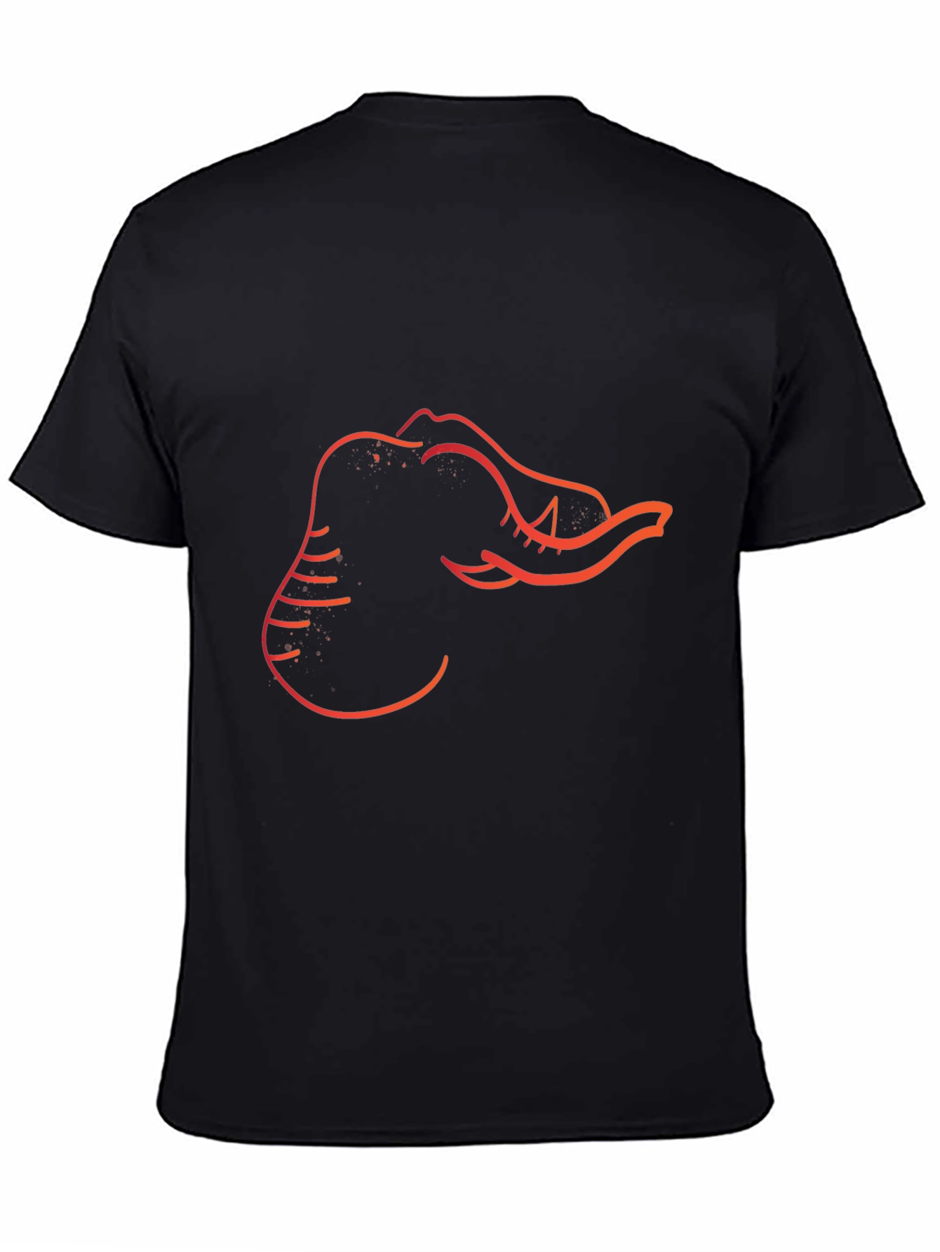 Mens Black Elephant Outline Graphic Tee