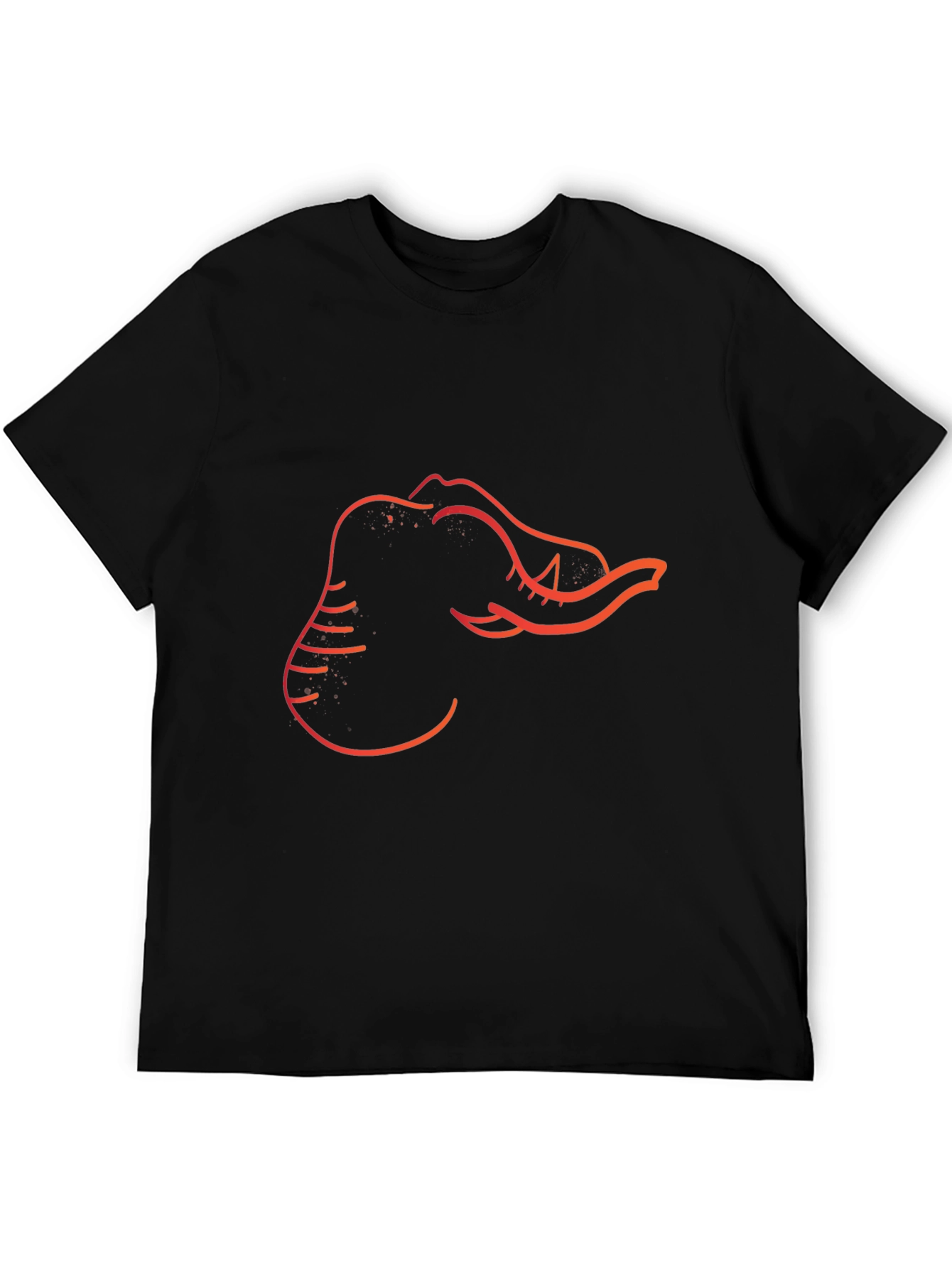 Mens Black Elephant Outline Graphic Tee