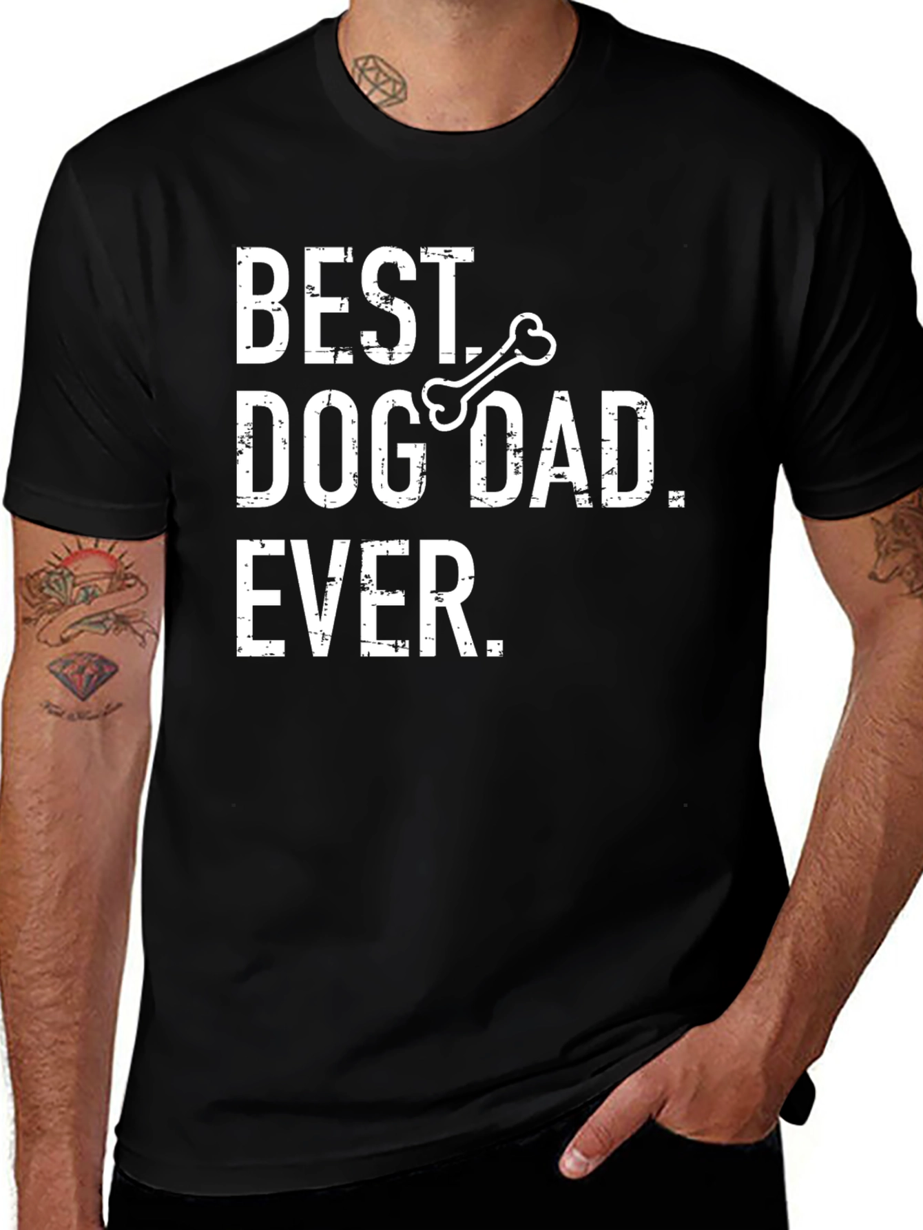 Best Dog Dad Ever T-Shirt Mens Black Tee