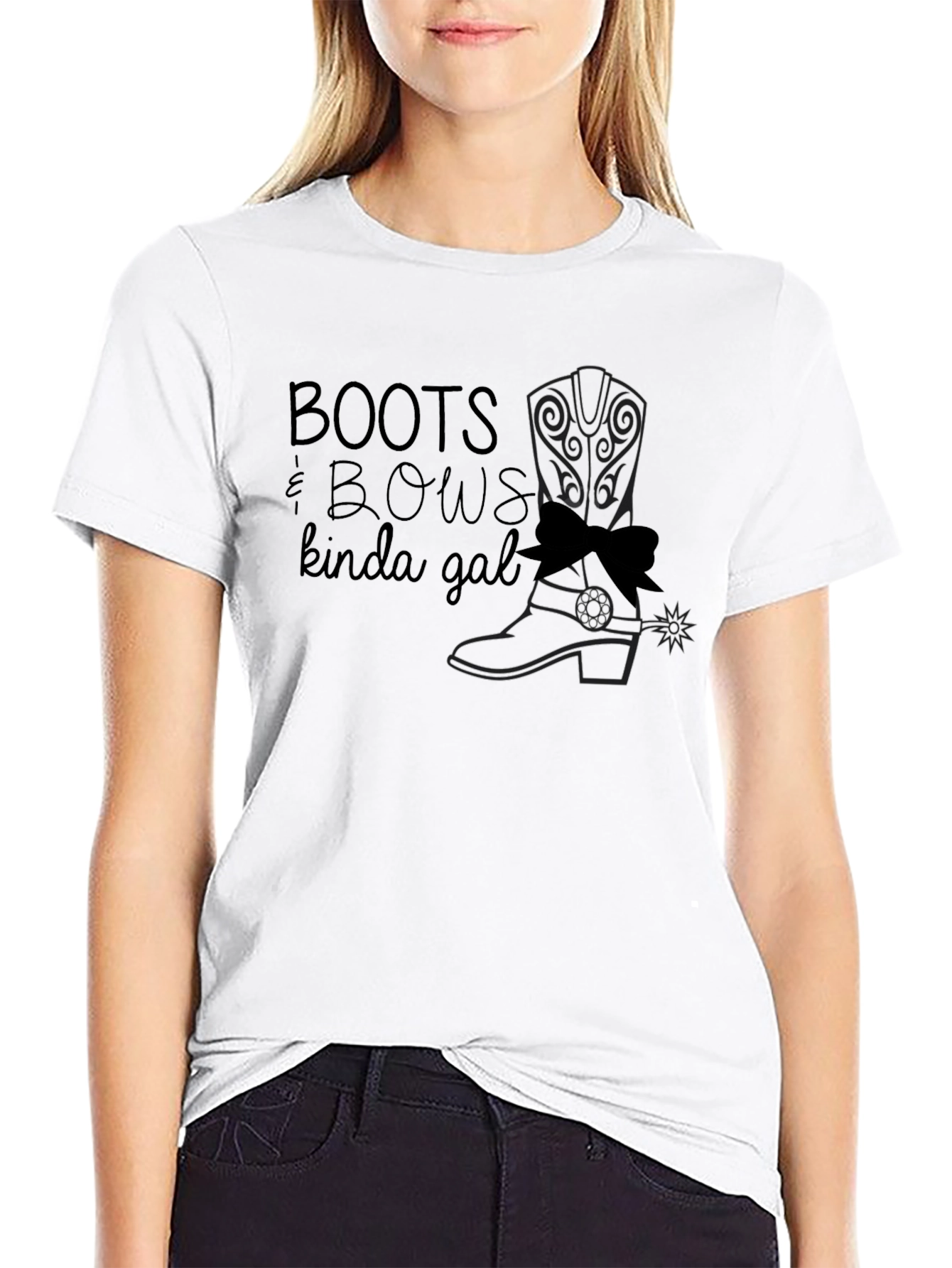 Boots & Bows Kinda Gal Black T-Shirt
