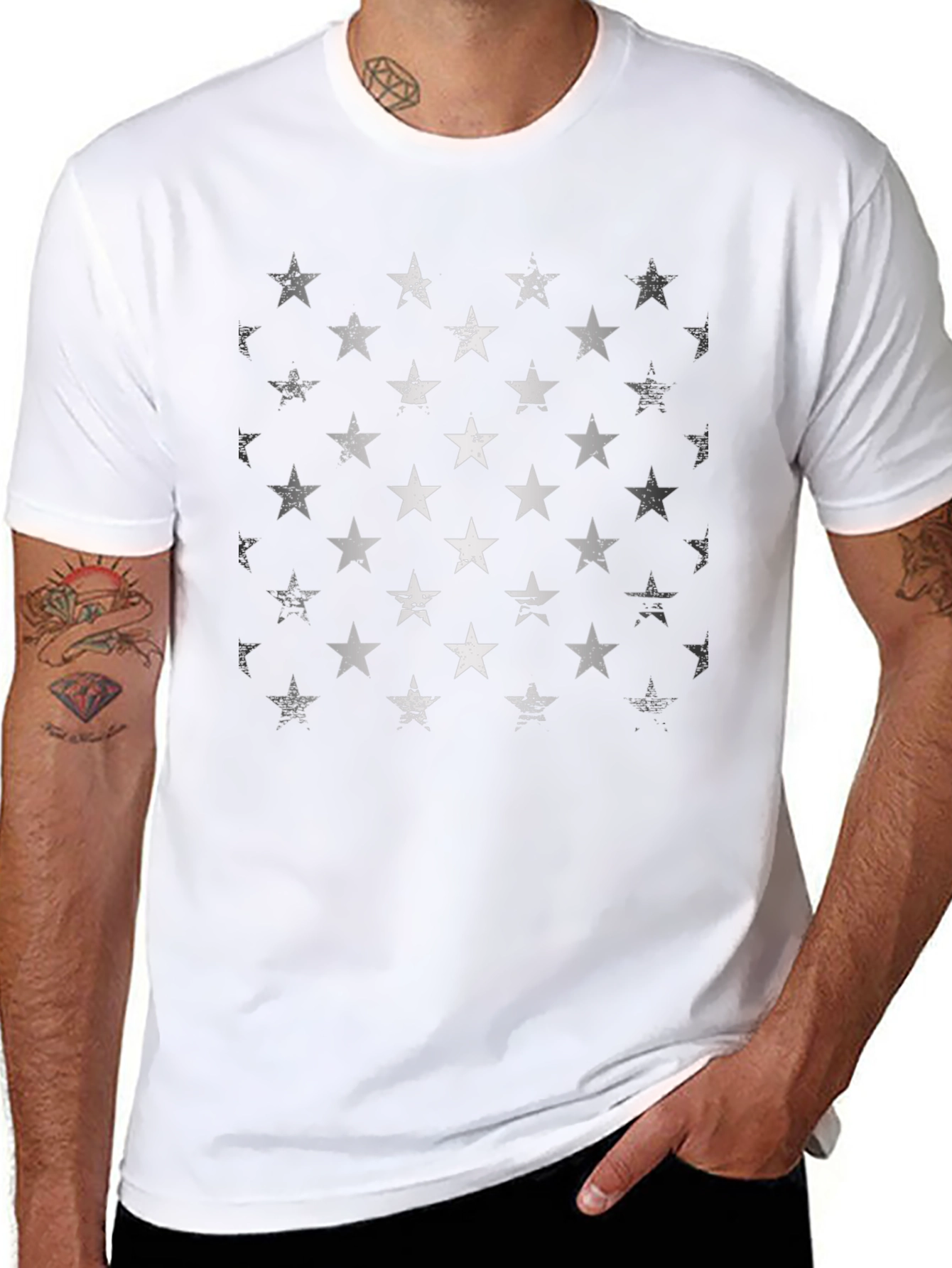 Distressed Star Graphic Black T-Shirt