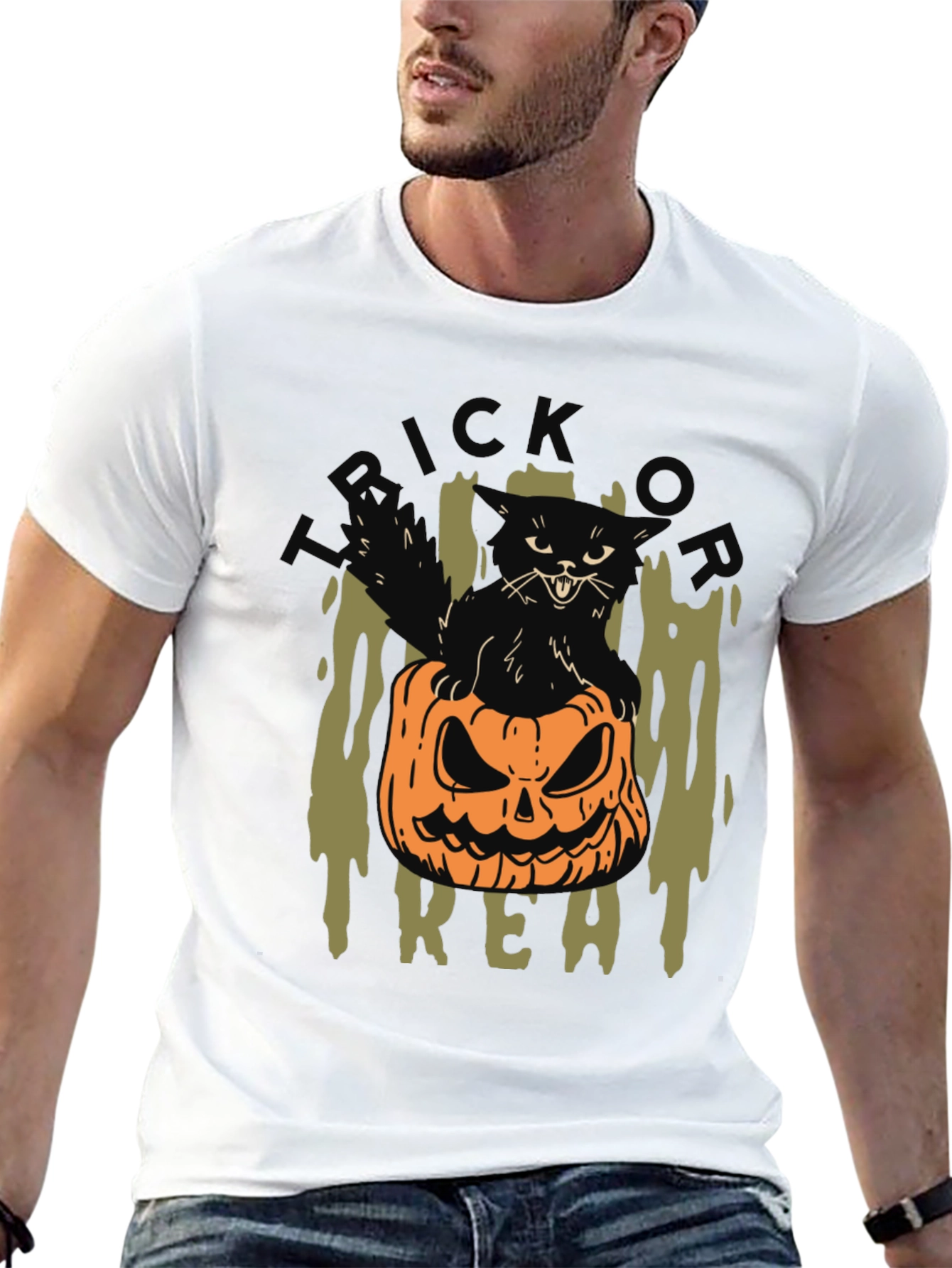 Halloween Cat Pumpkin T-Shirt