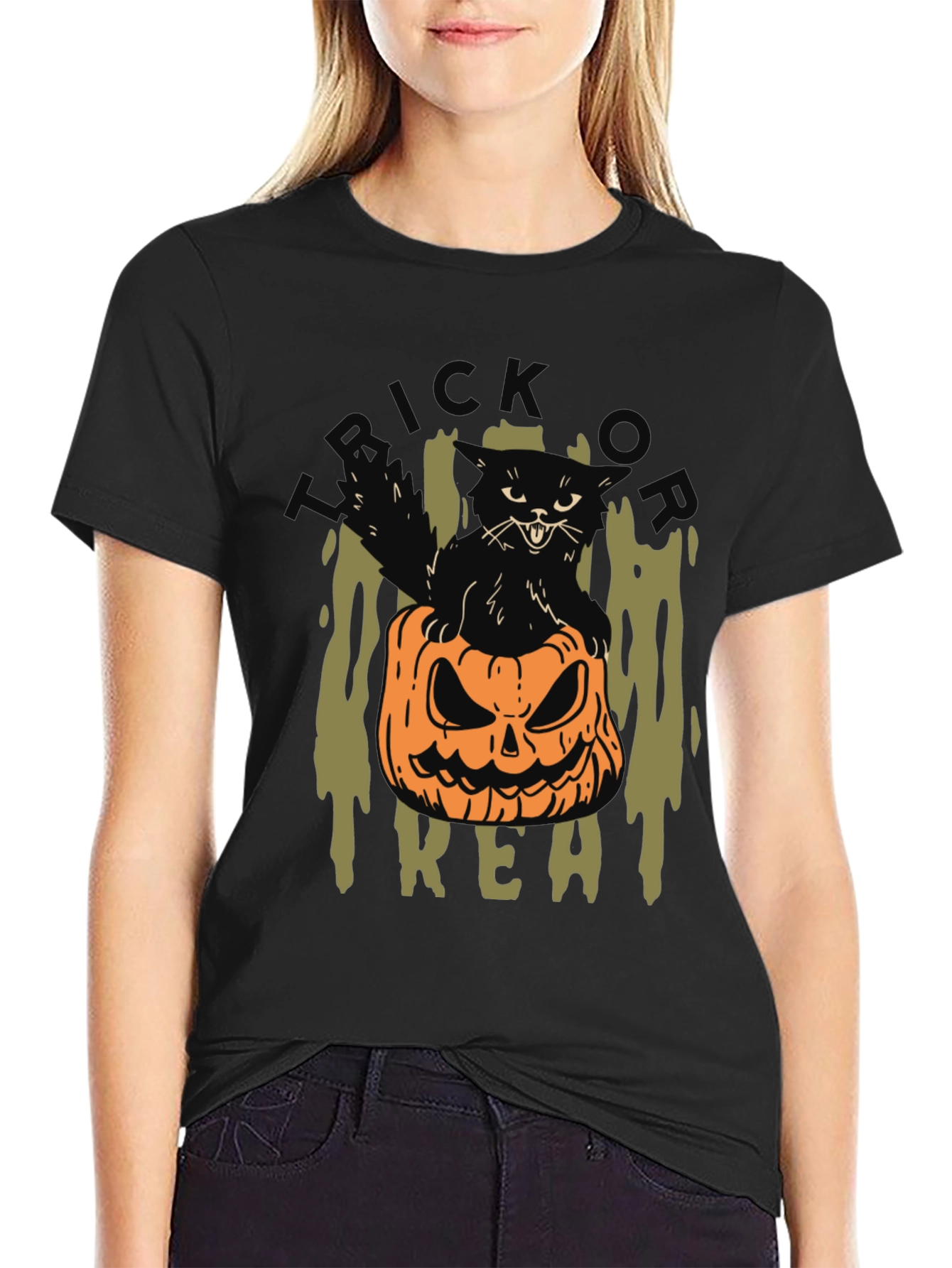 Halloween Cat Pumpkin T-Shirt