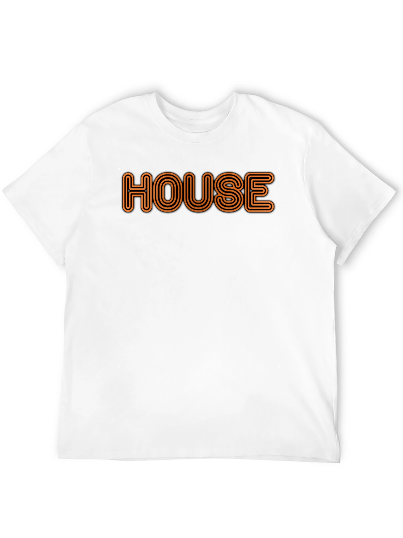 Retro HOUSE Graphic Tee - Black Cotton Blend
