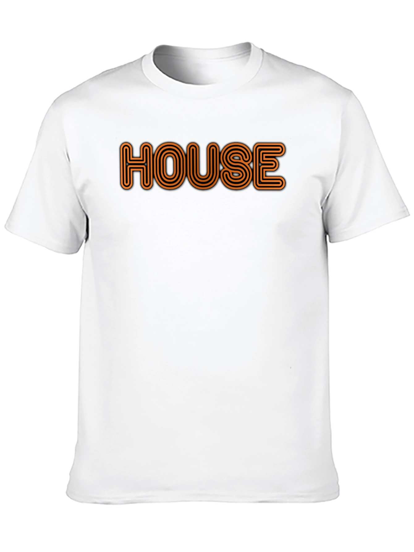 Retro HOUSE Graphic Tee - Black Cotton Blend