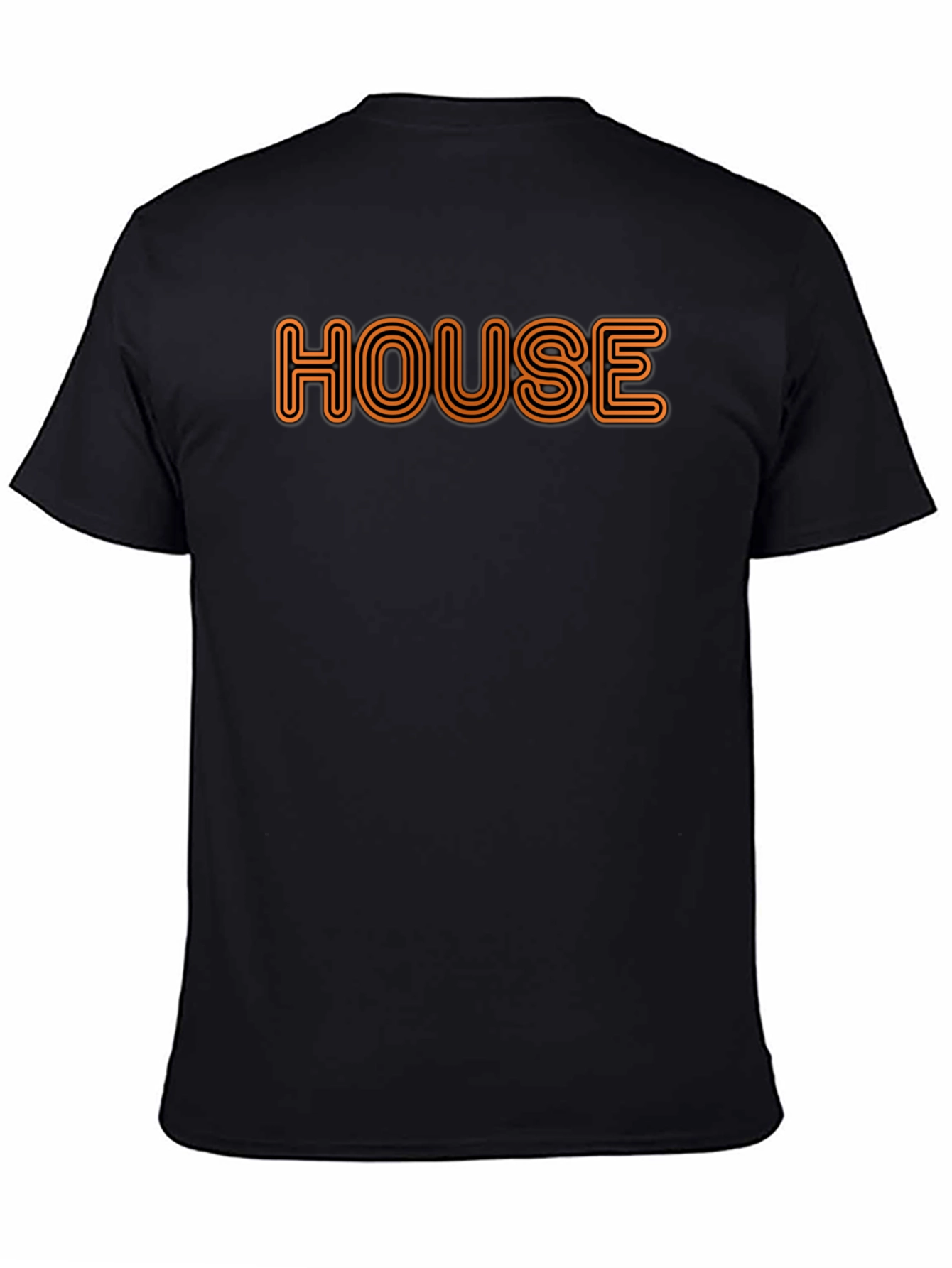 Retro HOUSE Graphic Tee - Black Cotton Blend