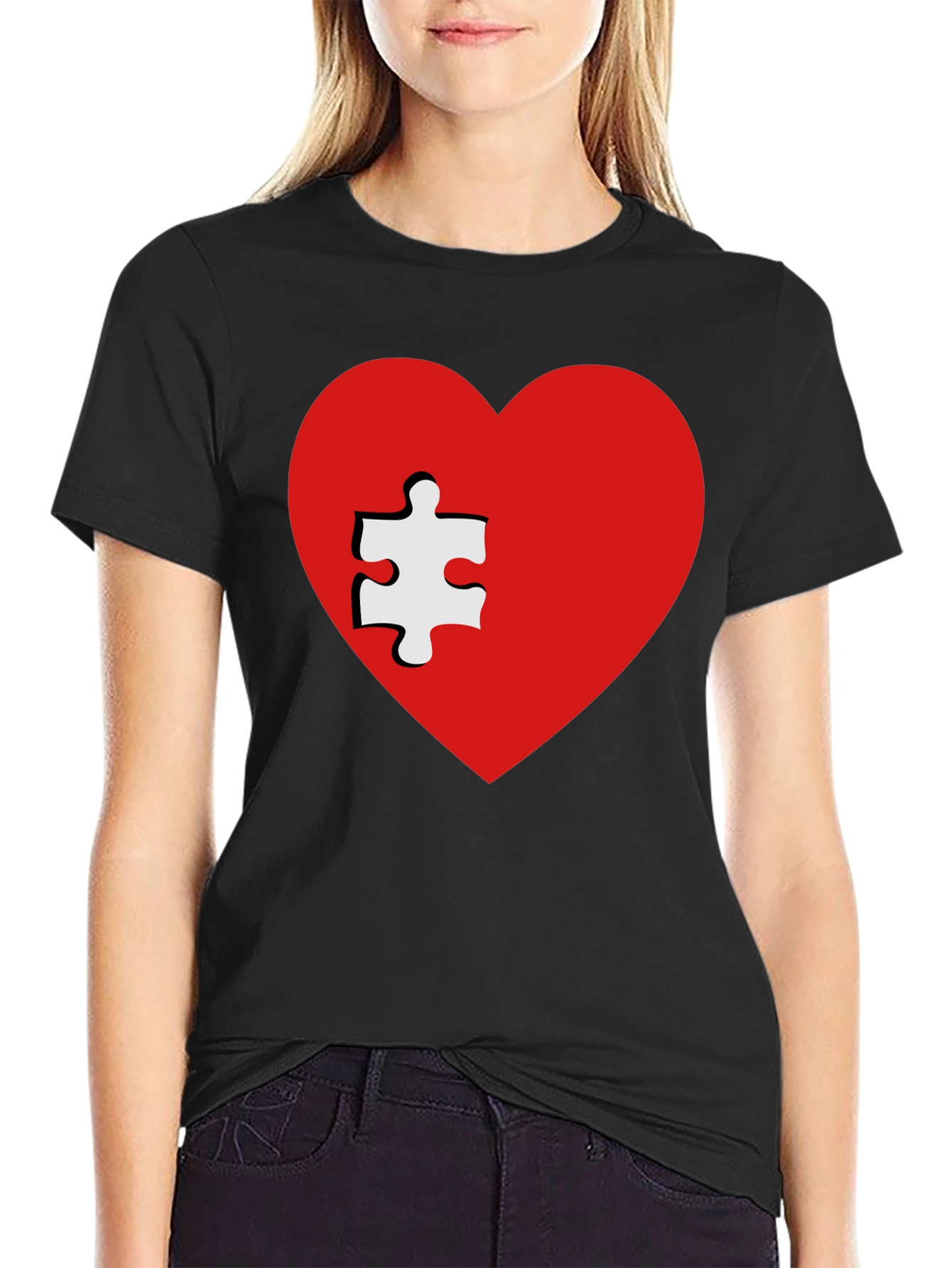 Autism Awareness Heart Puzzle Piece T-Shirt