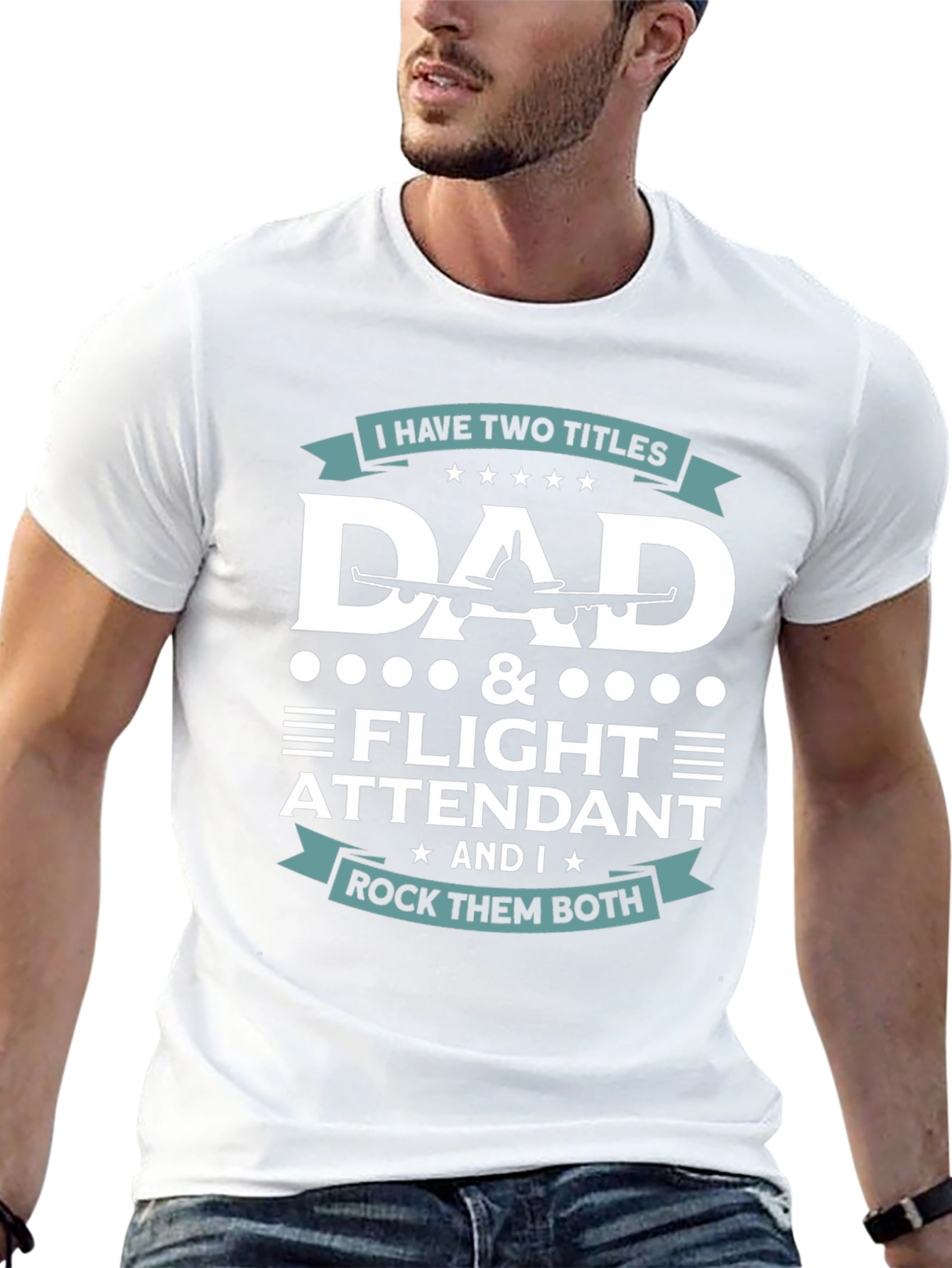 Dad Flight Attendant T-Shirt - Two Titles Rock