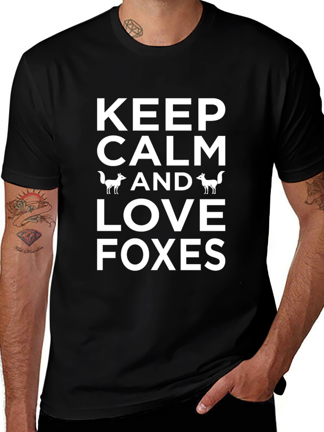 Keep Calm Love Foxes Black T-Shirt