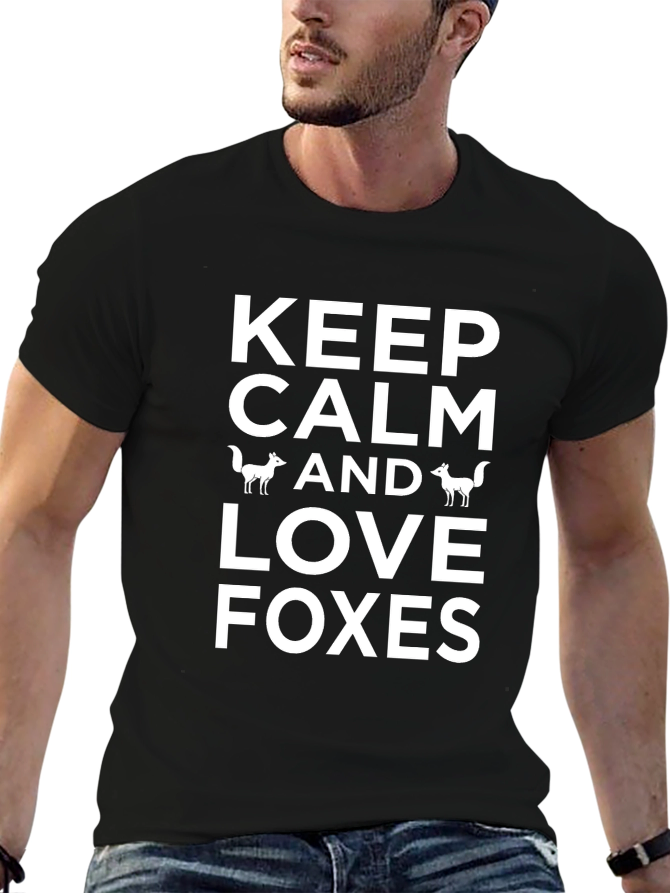 Keep Calm Love Foxes Black T-Shirt