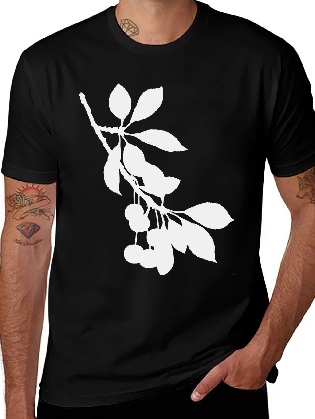 Cherry Branch T-Shirt - Stylish Black Tee