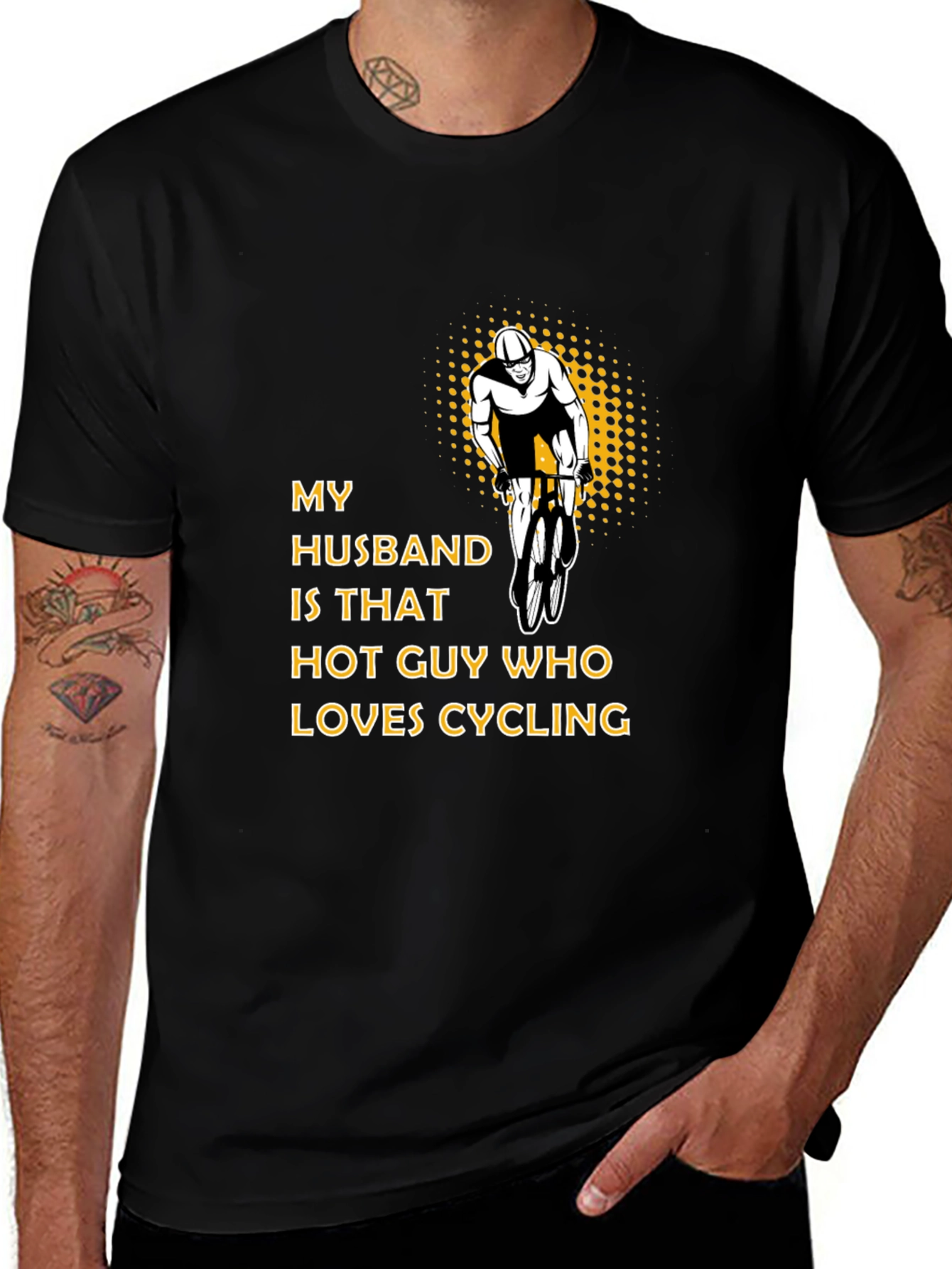 My Husband Loves Cycling Graphic T-Shirt