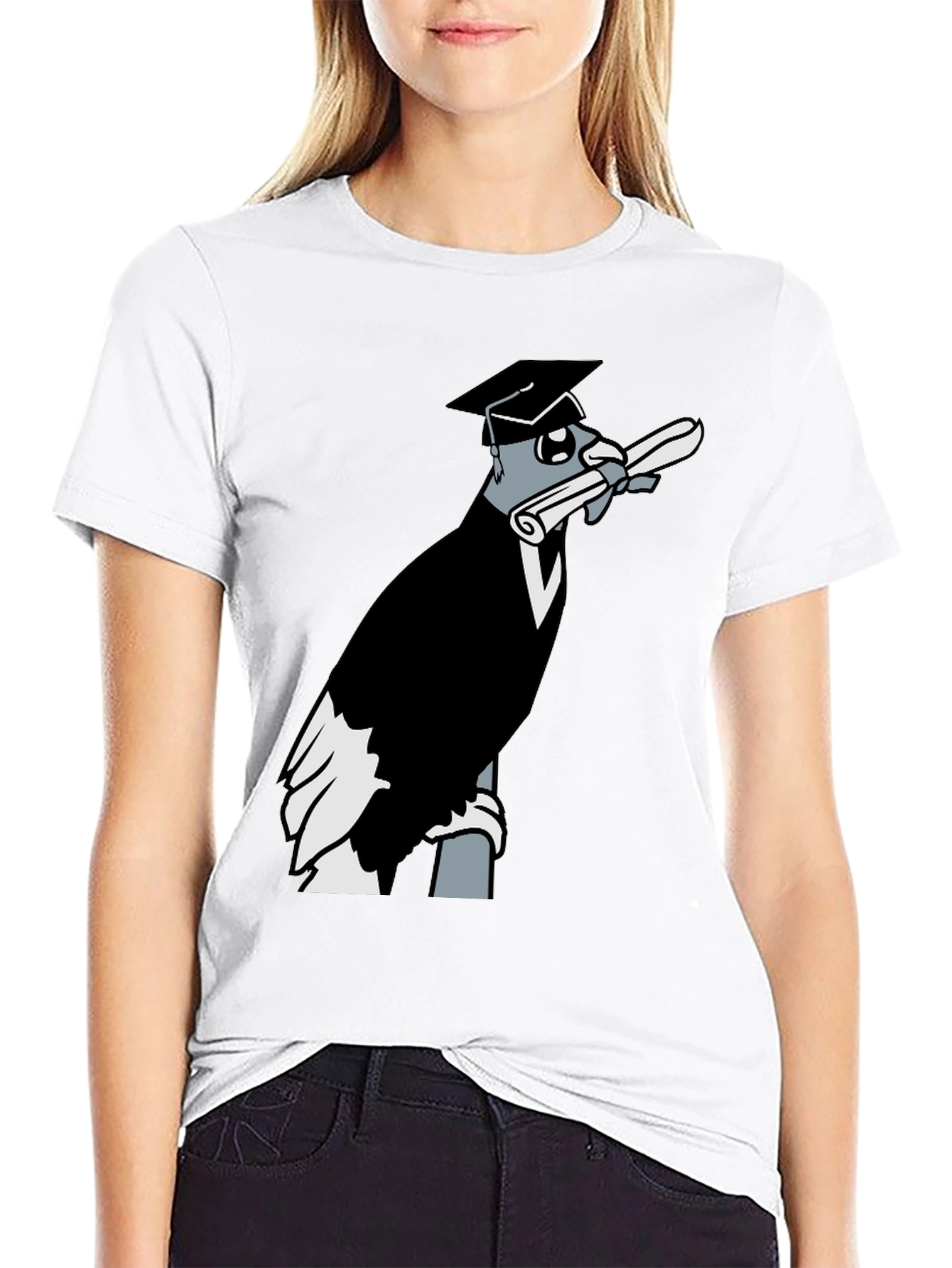 Graduation Crow Graphic Tee - Black