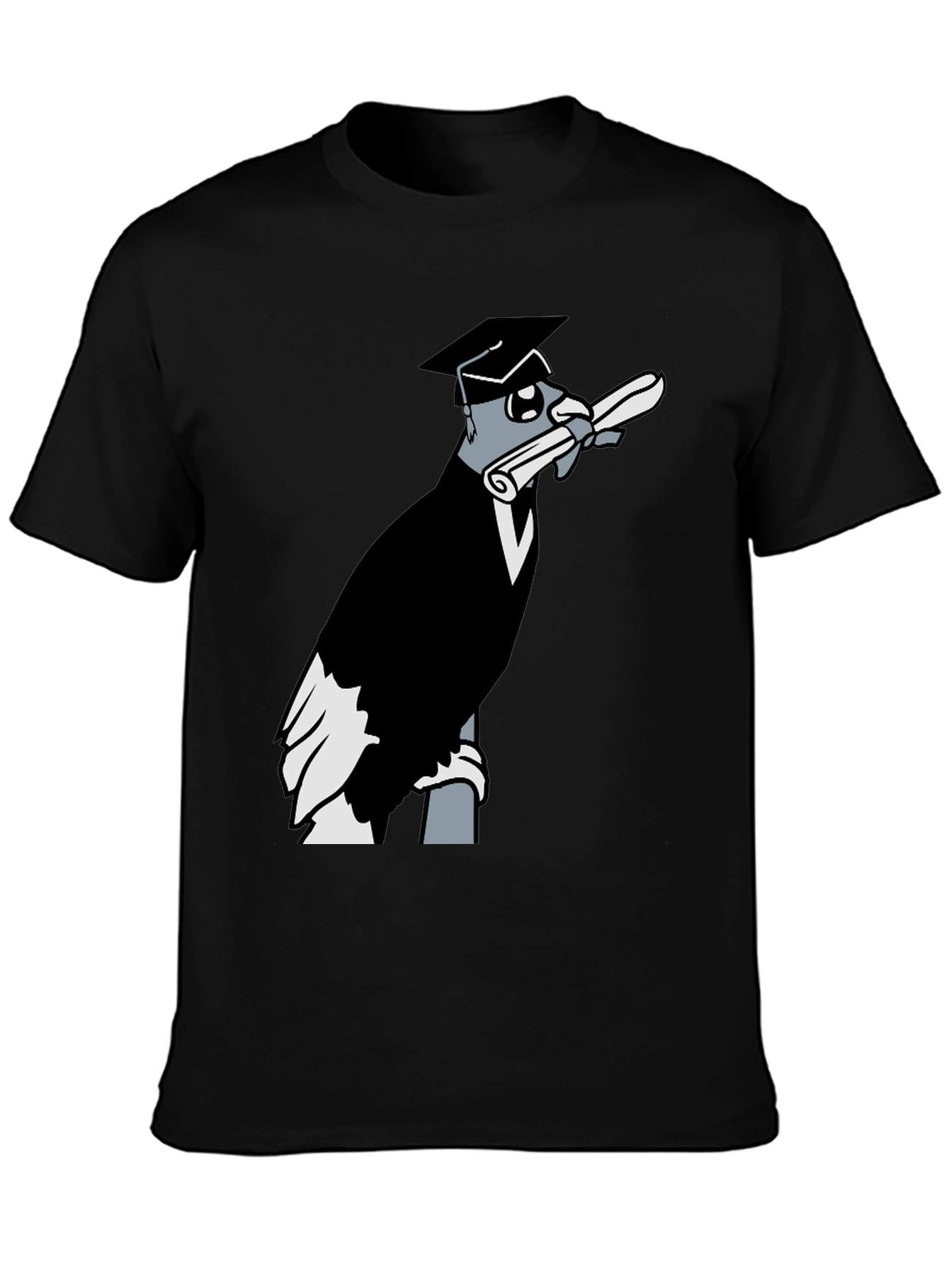 Graduation Crow Graphic Tee - Black