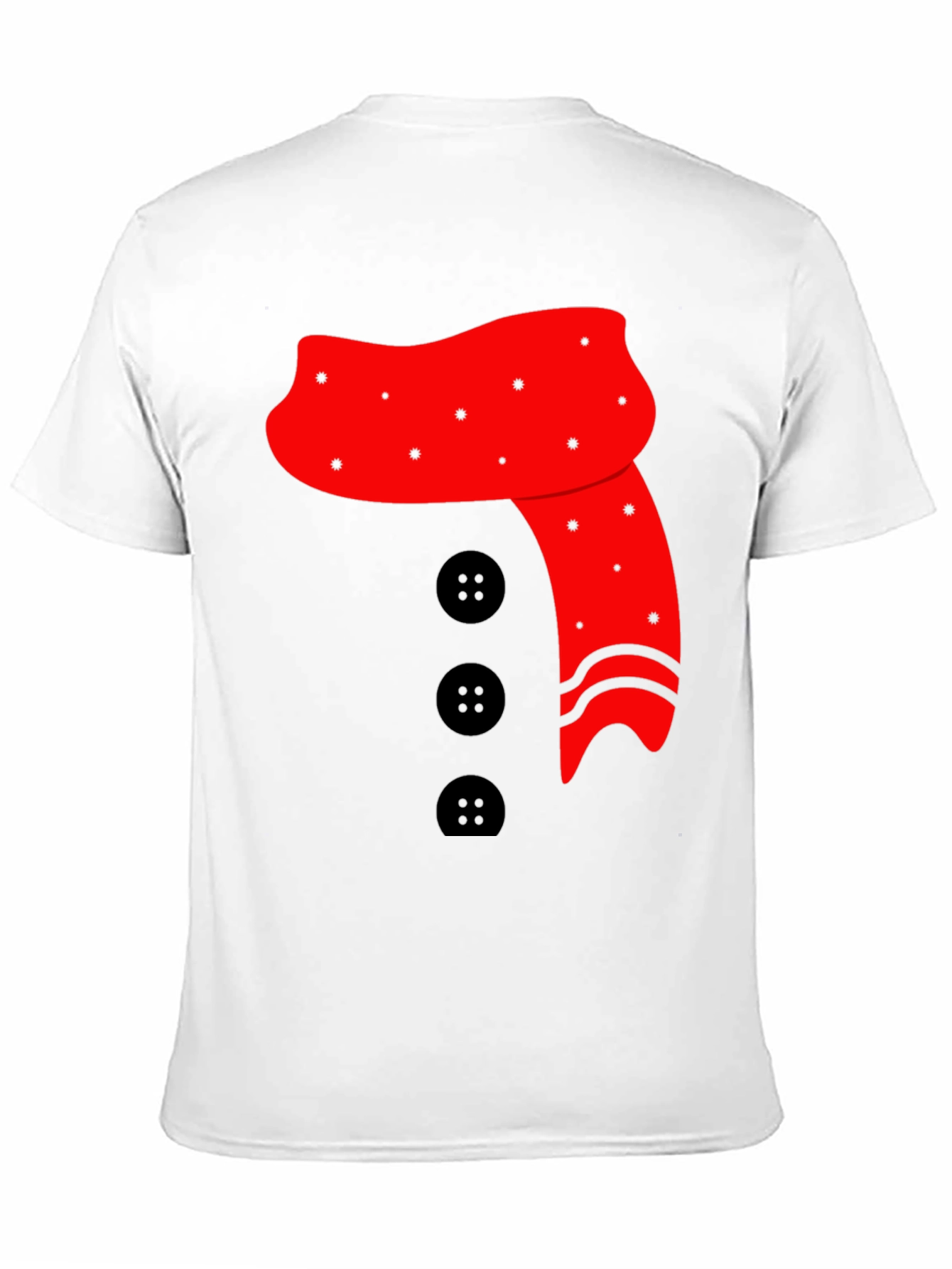 Novelty Snowman Scarf & Buttons Black Tee