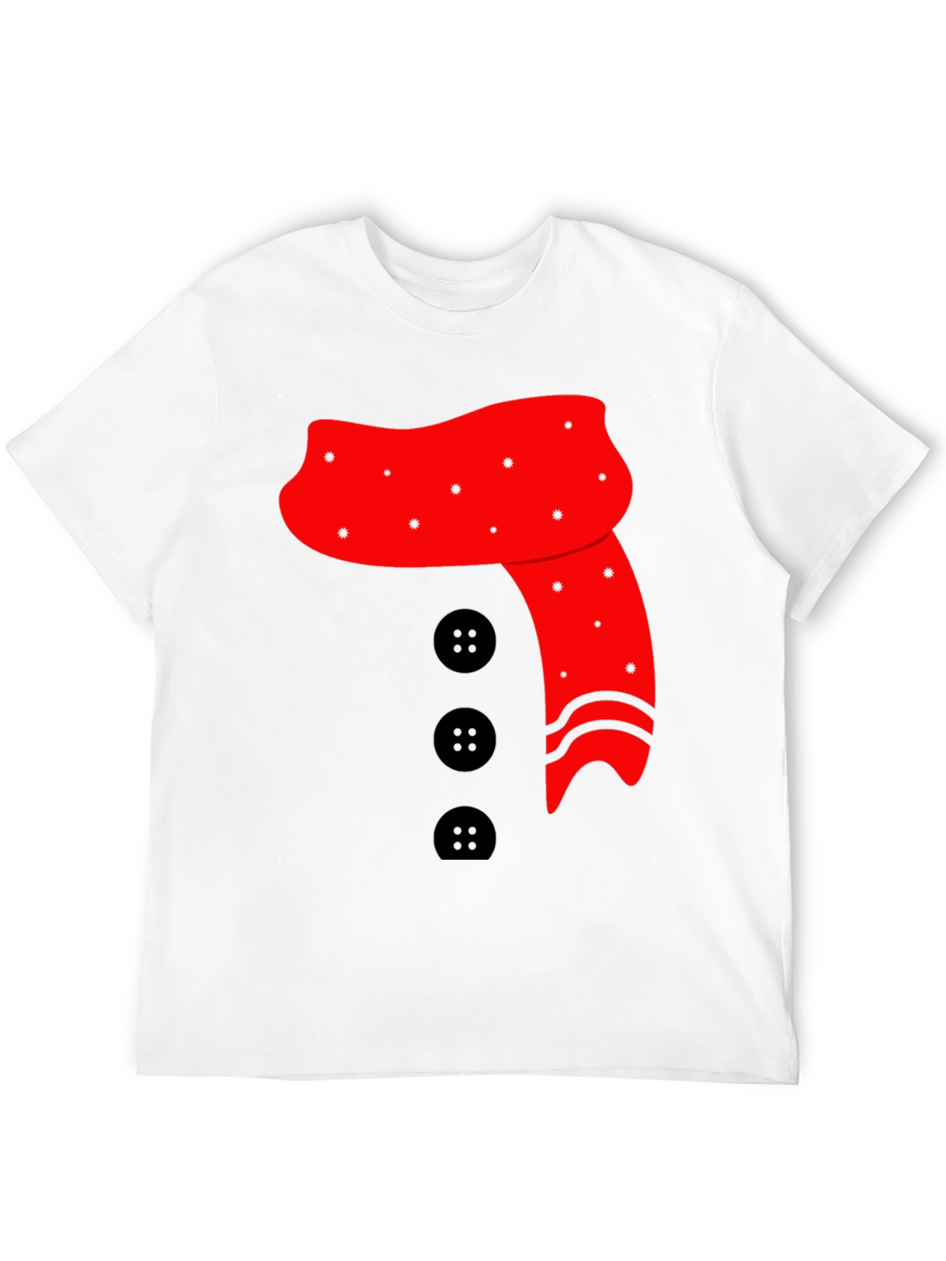 Novelty Snowman Scarf & Buttons Black Tee