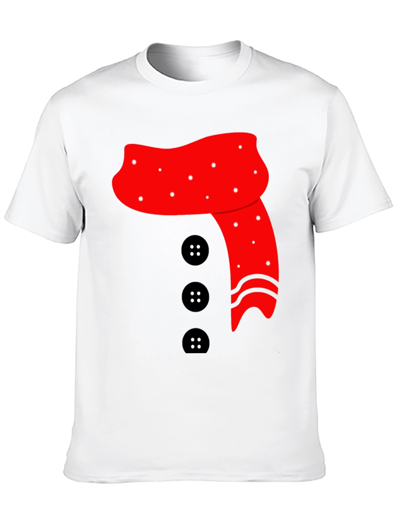 Novelty Snowman Scarf & Buttons Black Tee