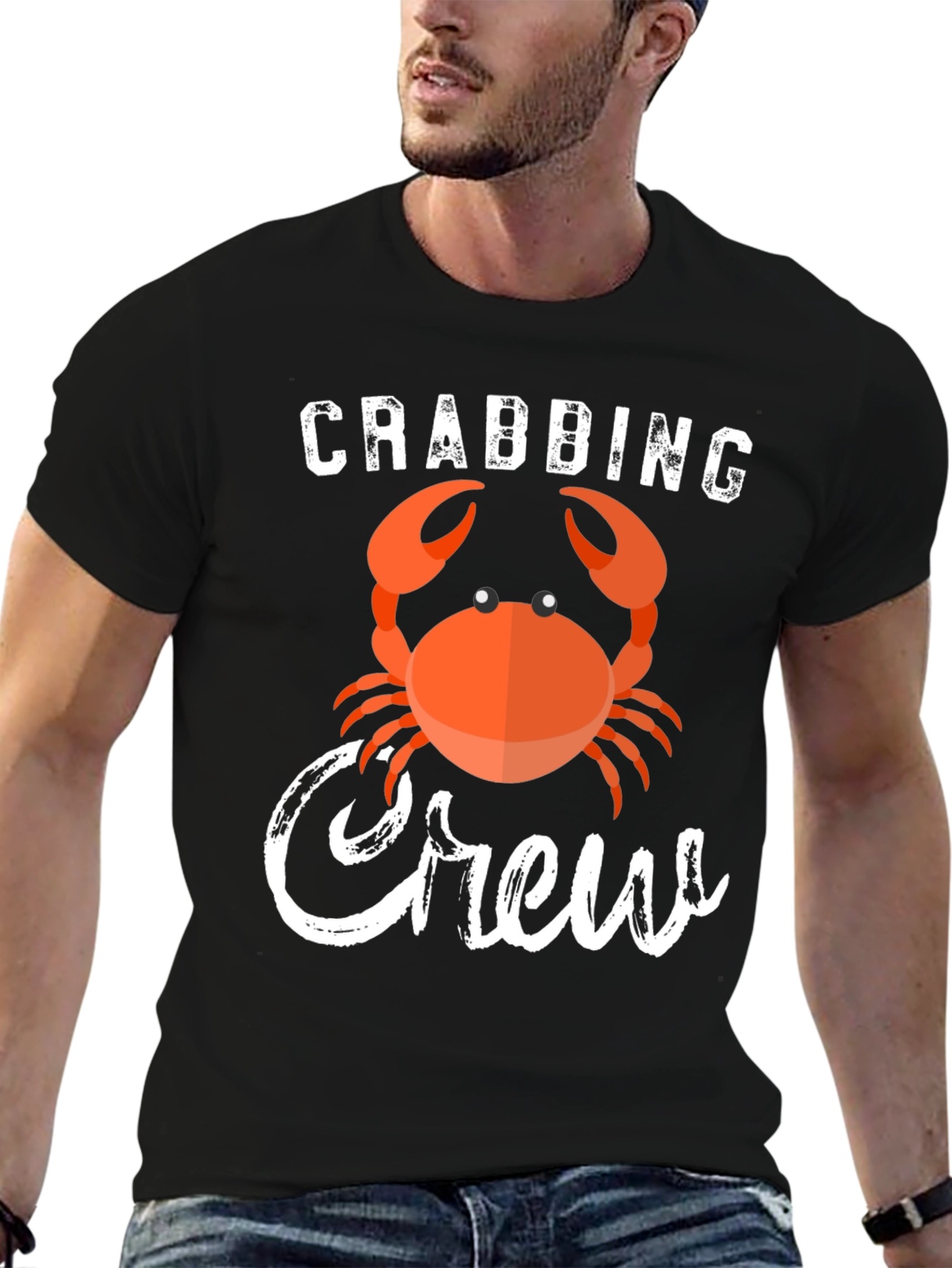 Crabbing Crew Graphic Tee - Black Cotton T-Shirt