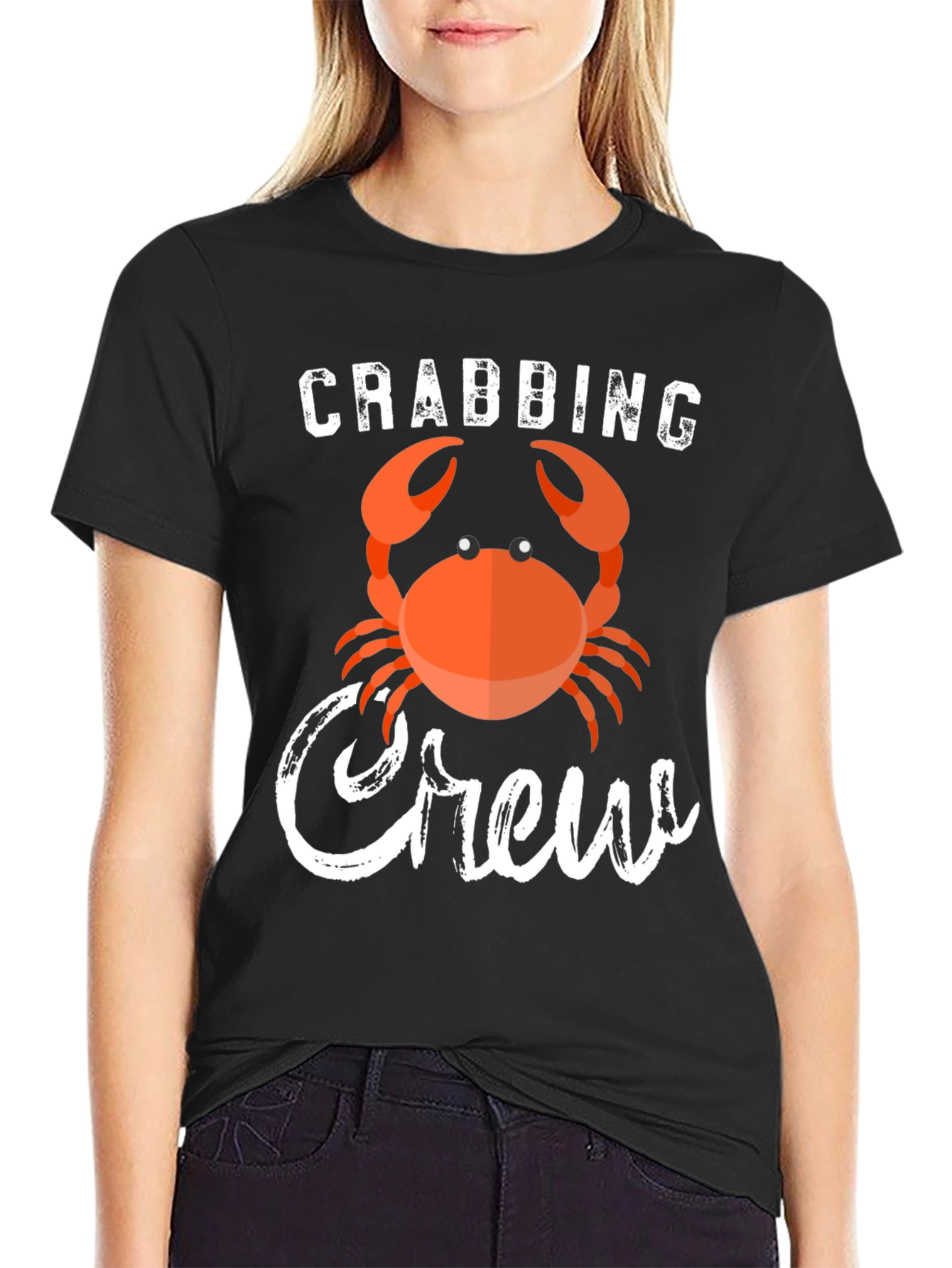 Crabbing Crew Graphic Tee - Black Cotton T-Shirt
