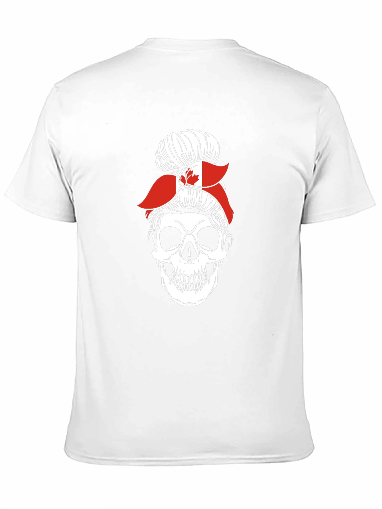 Skull Messy Bun Canada Flag Graphic Tee