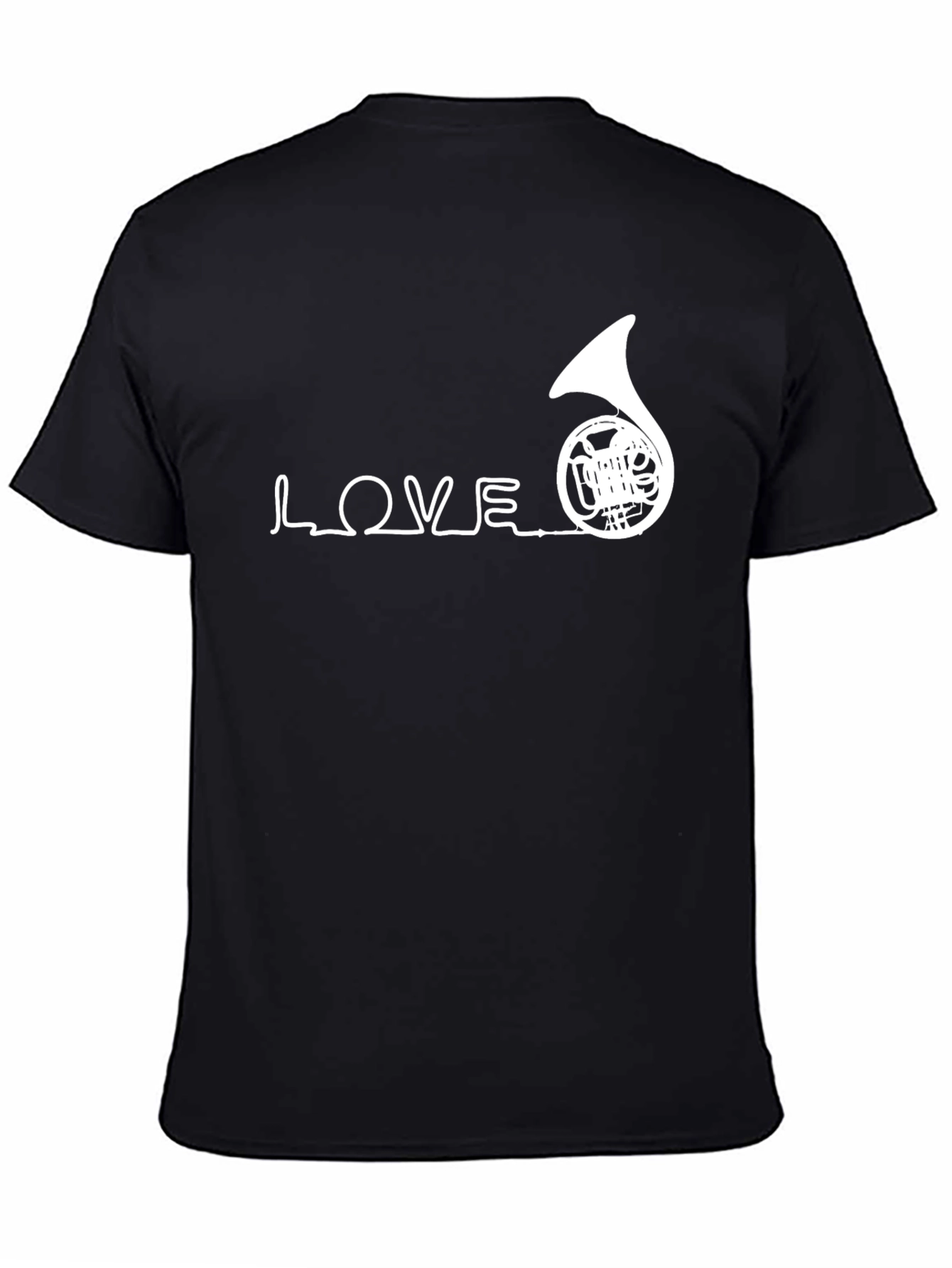 Love French Horn Black T-Shirt Musician Tee
