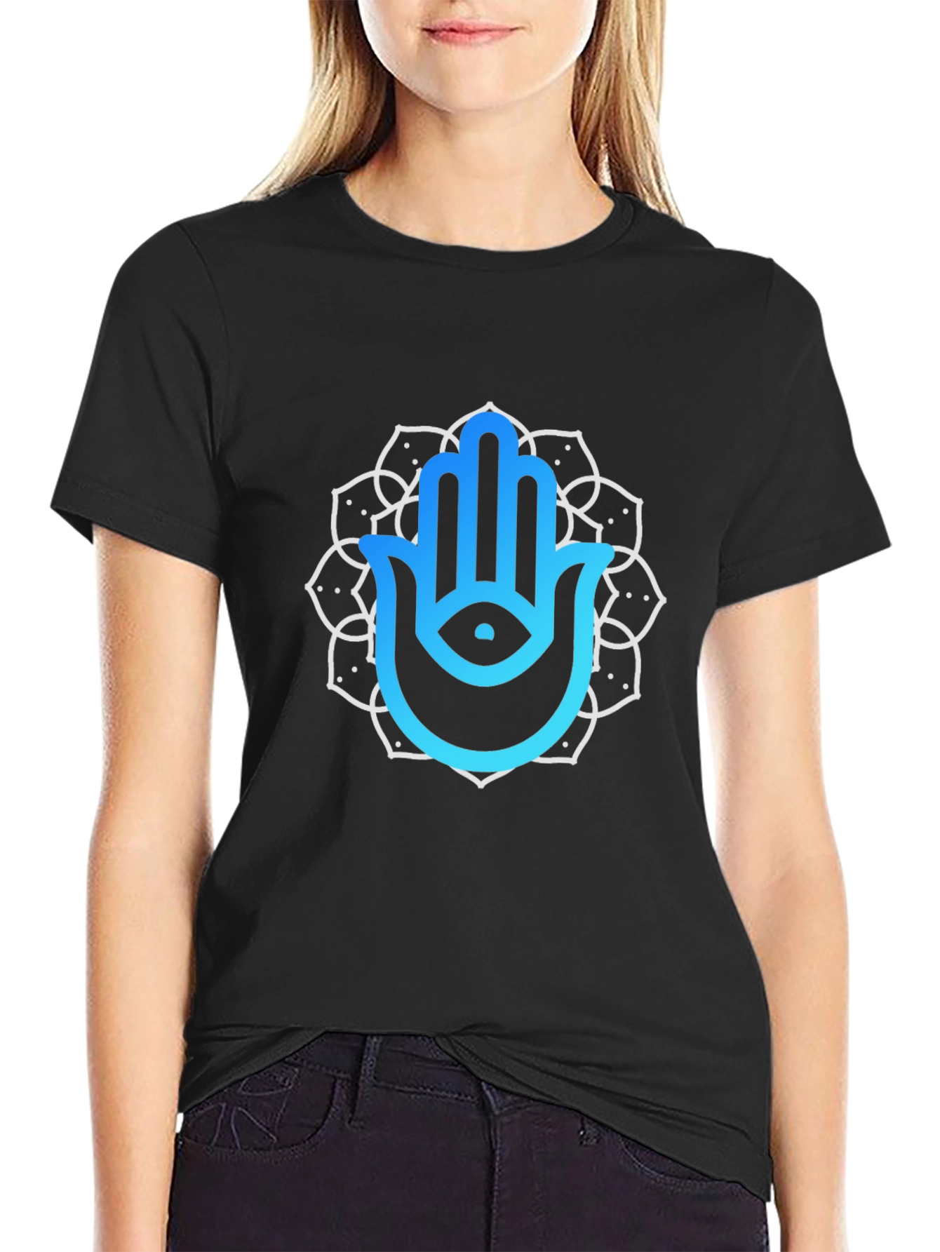 Hamsa Hand Mandala T-Shirt - Spiritual Design