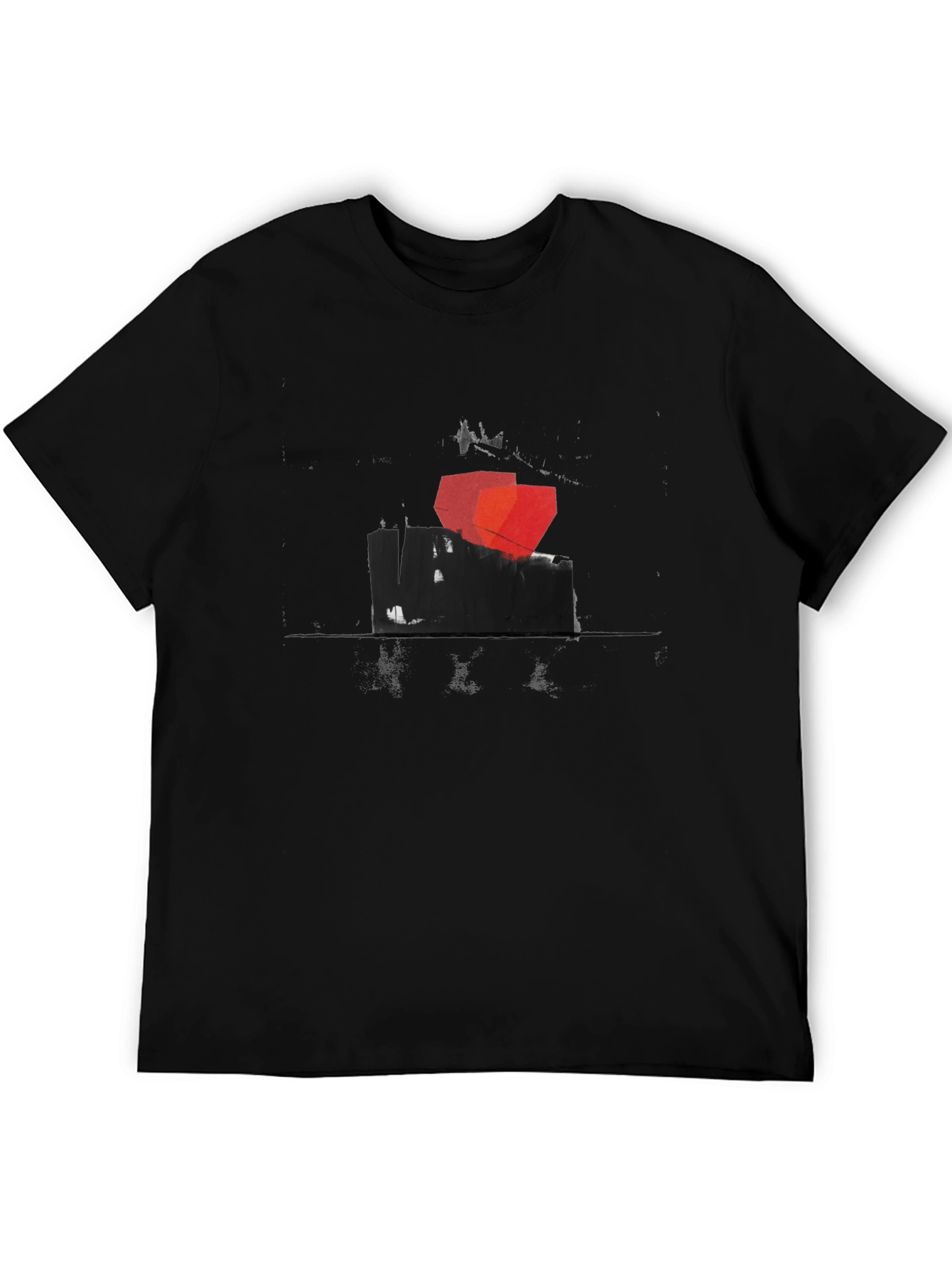 Abstract Geometric Graphic Print Black T-Shirt