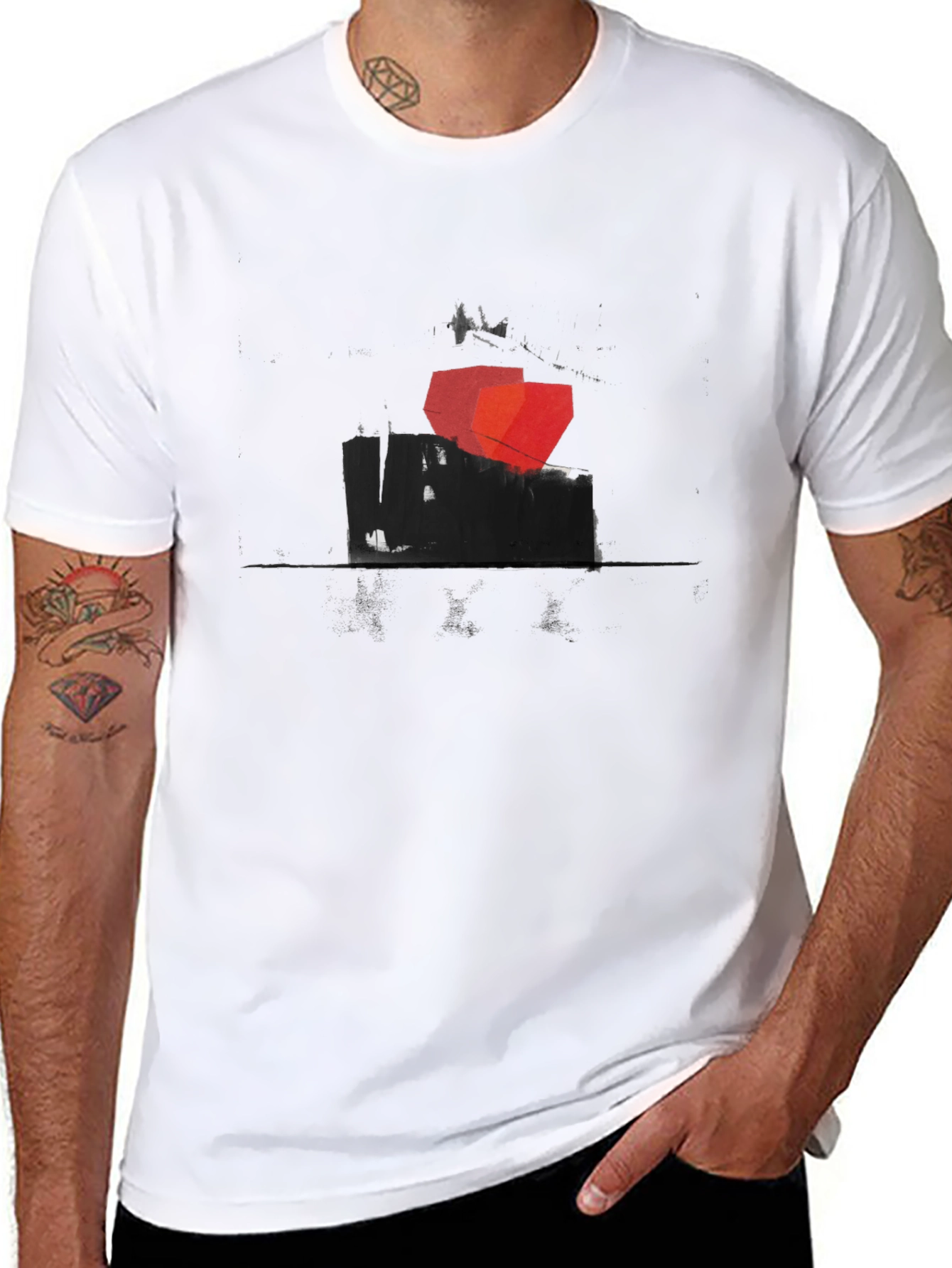 Abstract Geometric Graphic Print Black T-Shirt