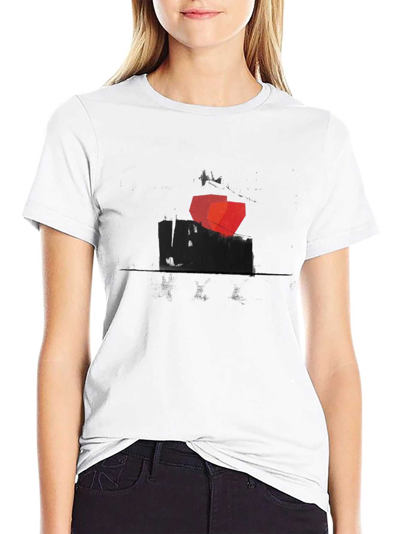 Abstract Geometric Graphic Print Black T-Shirt
