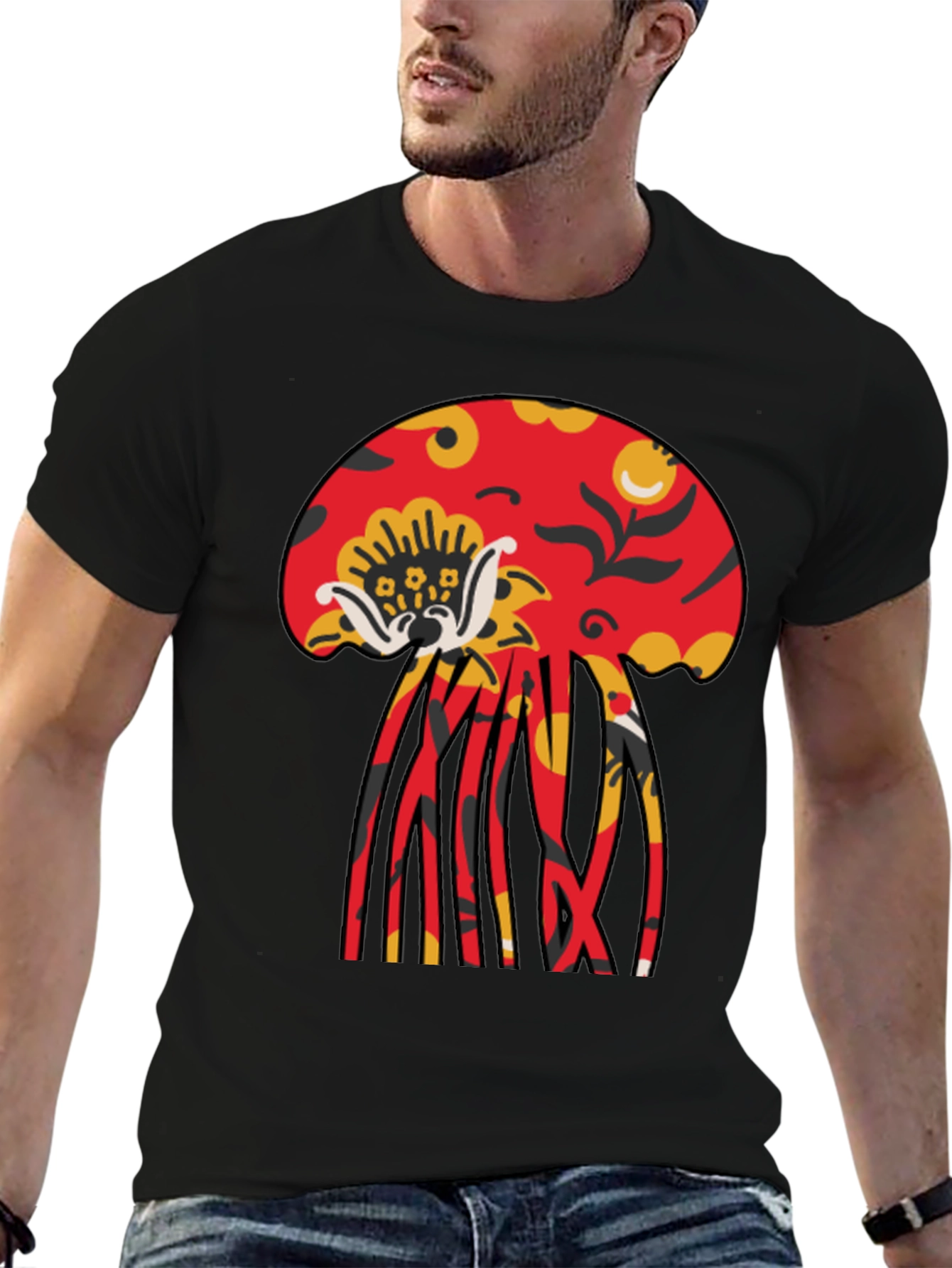 Bold Jellyfish Graphic Black T-Shirt