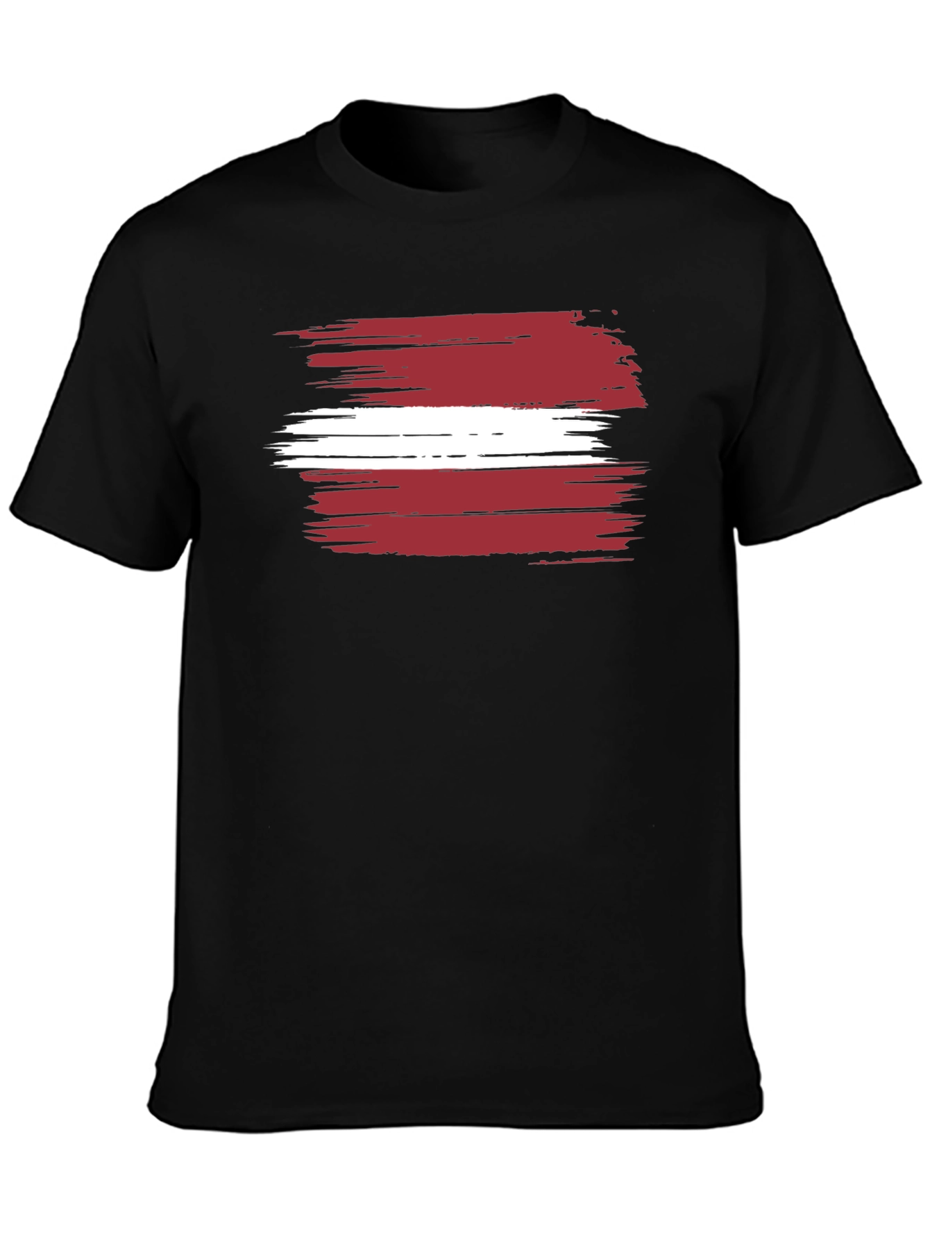 Latvia Flag Brushstroke T-Shirt - Black Tee