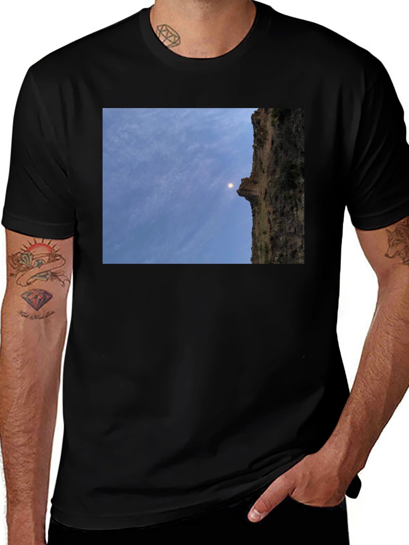 Cliffside Scene Black T-Shirt
