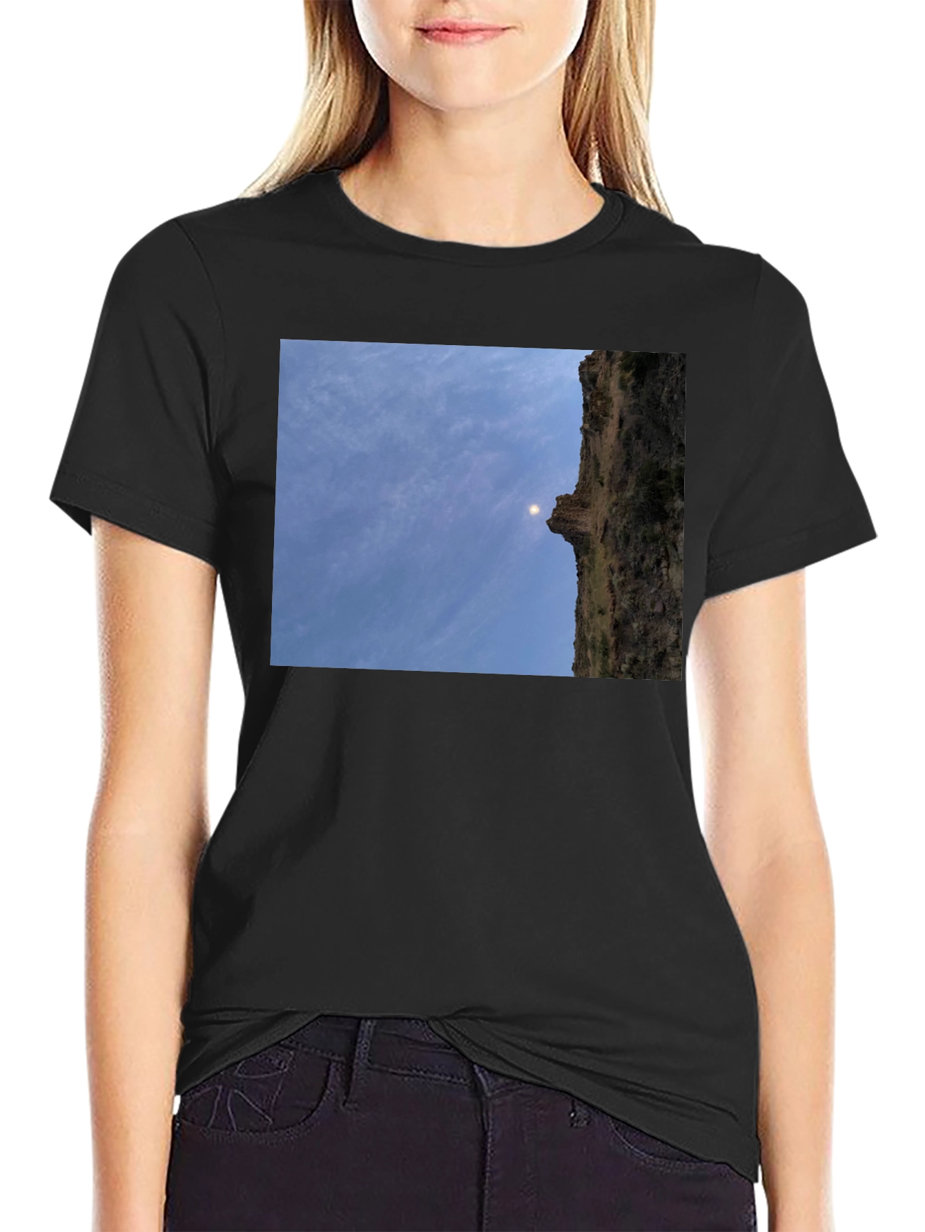 Cliffside Scene Black T-Shirt