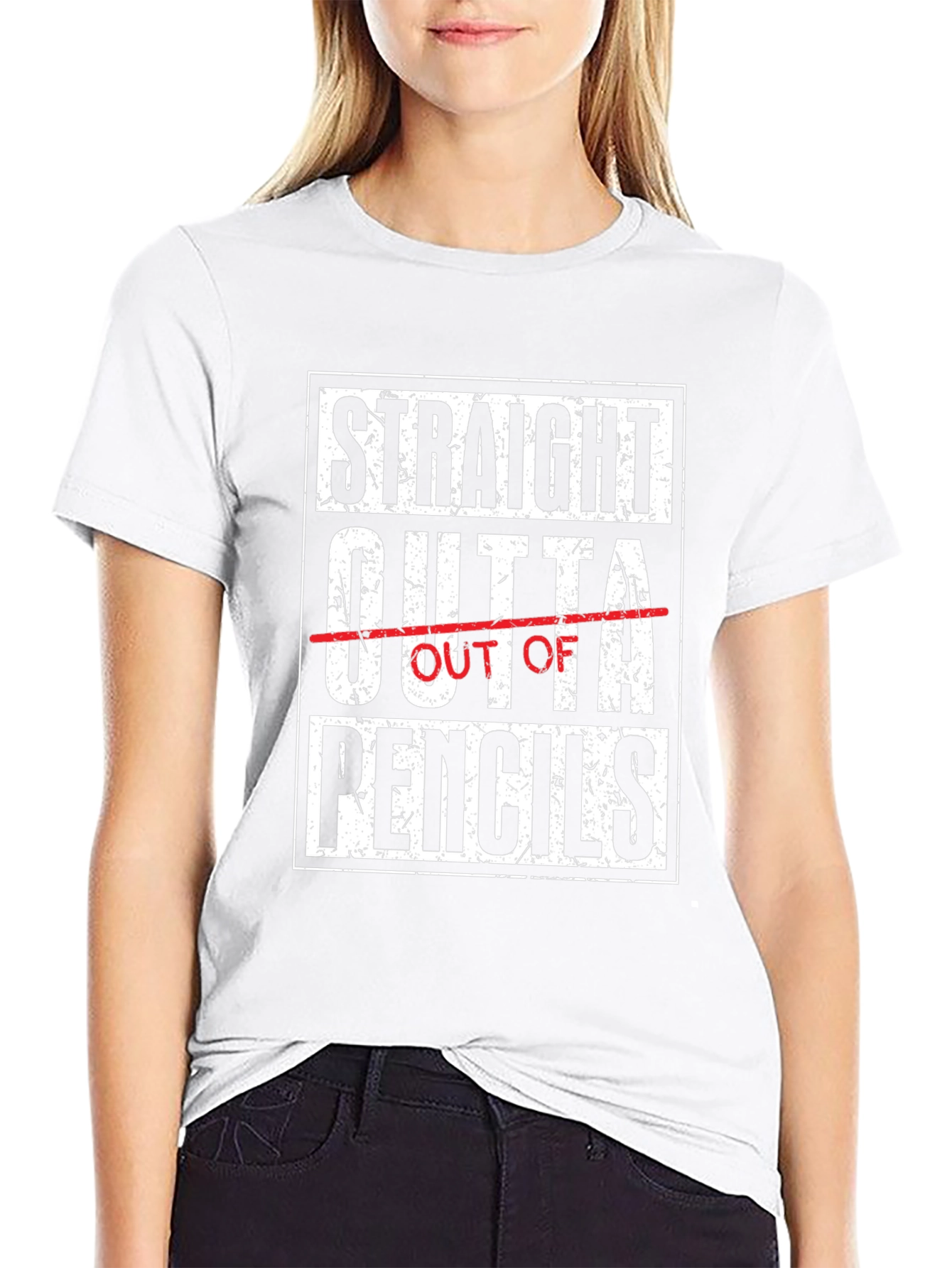 Straight Outta Pencils Black Graphic Tee Shirt