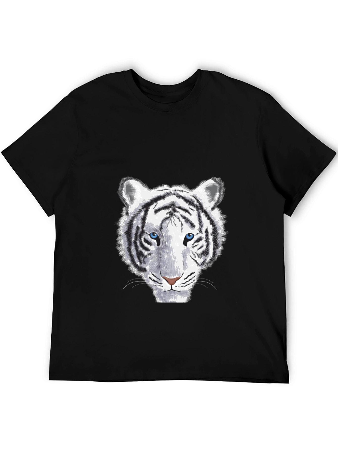 White Tiger Graphic Print Mens Black T-Shirt