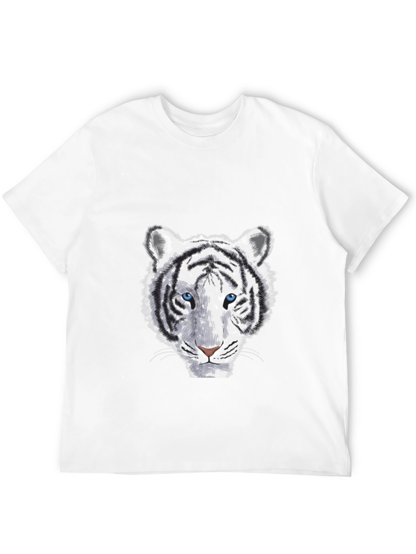 White Tiger Graphic Print Mens Black T-Shirt