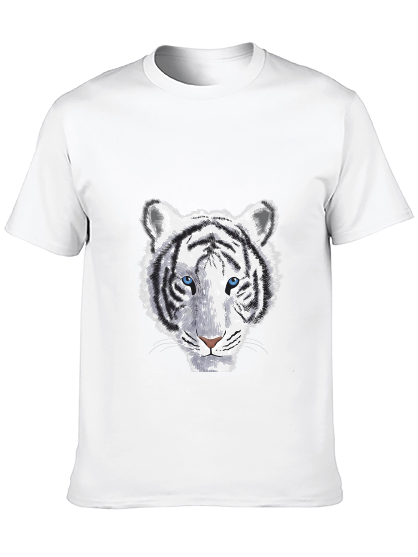 White Tiger Graphic Print Mens Black T-Shirt