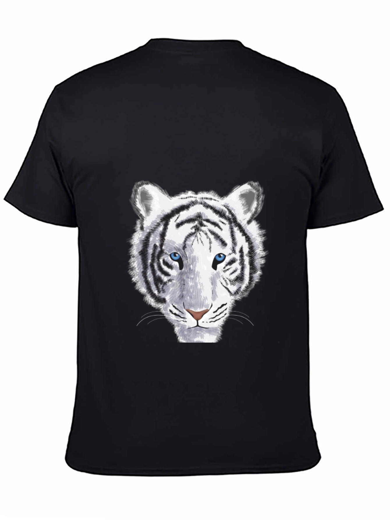White Tiger Graphic Print Mens Black T-Shirt