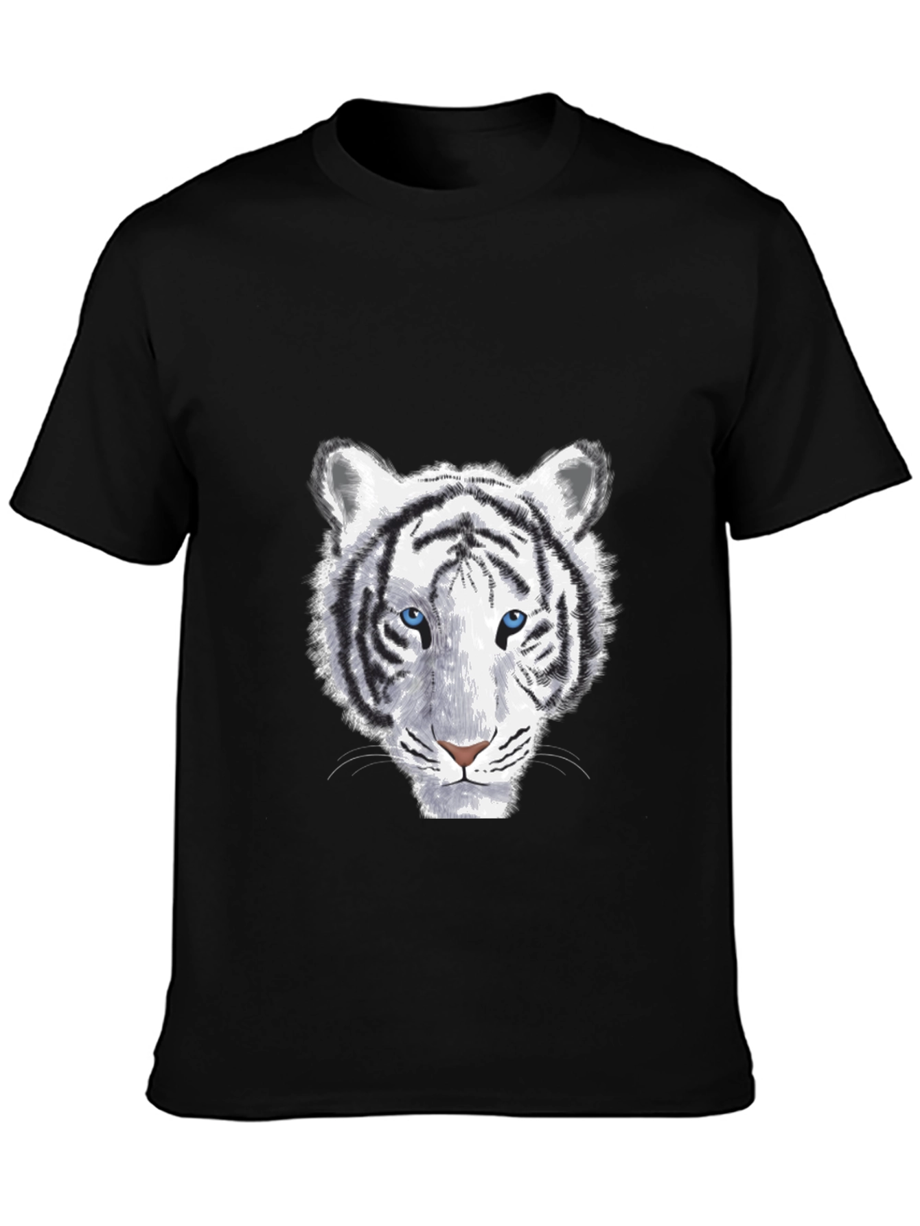 White Tiger Graphic Print Mens Black T-Shirt