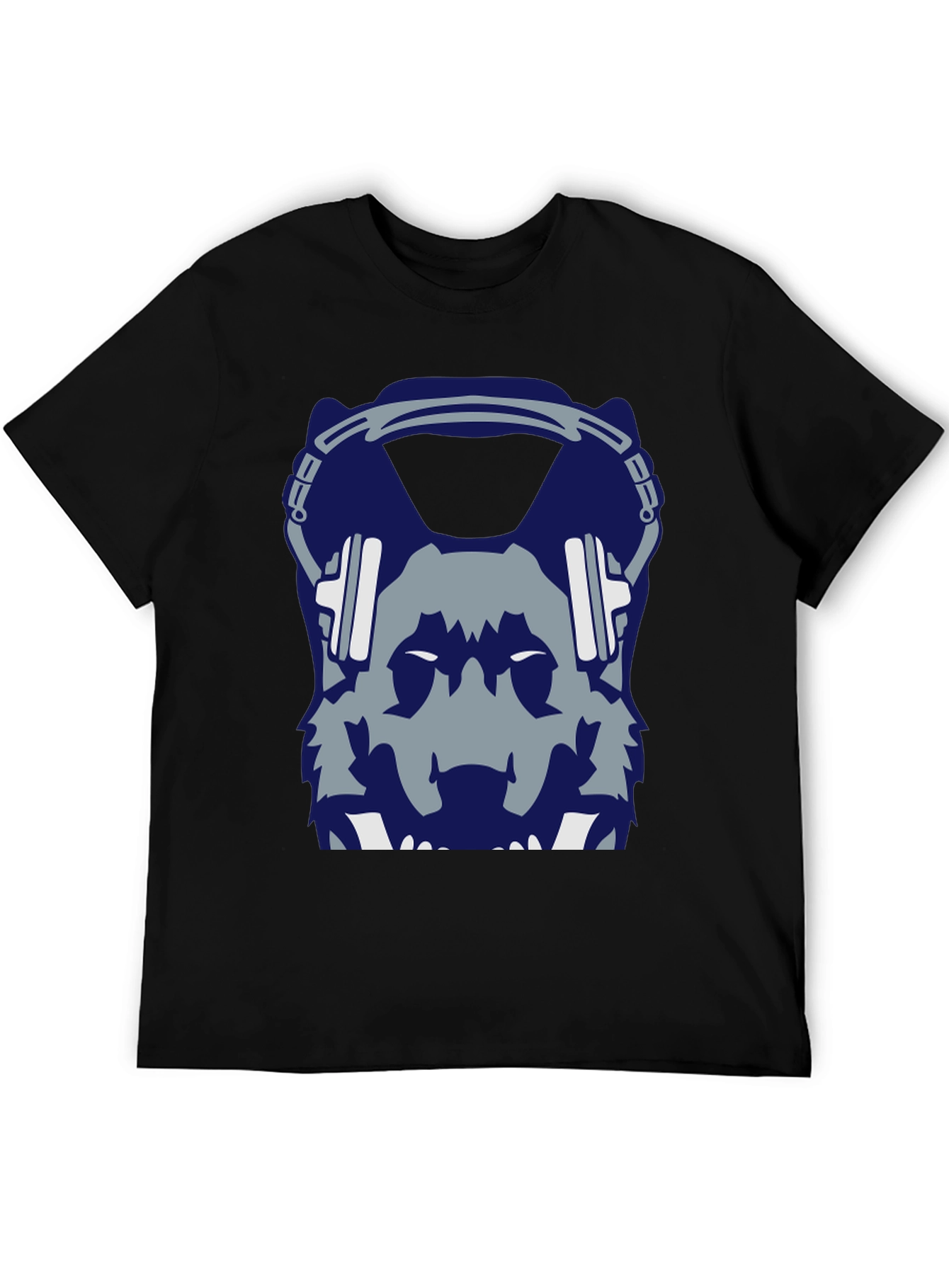 Wolf Headphone Graphic Black T-Shirt