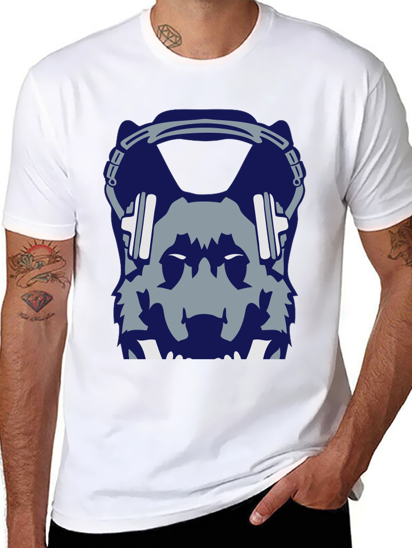 Wolf Headphone Graphic Black T-Shirt