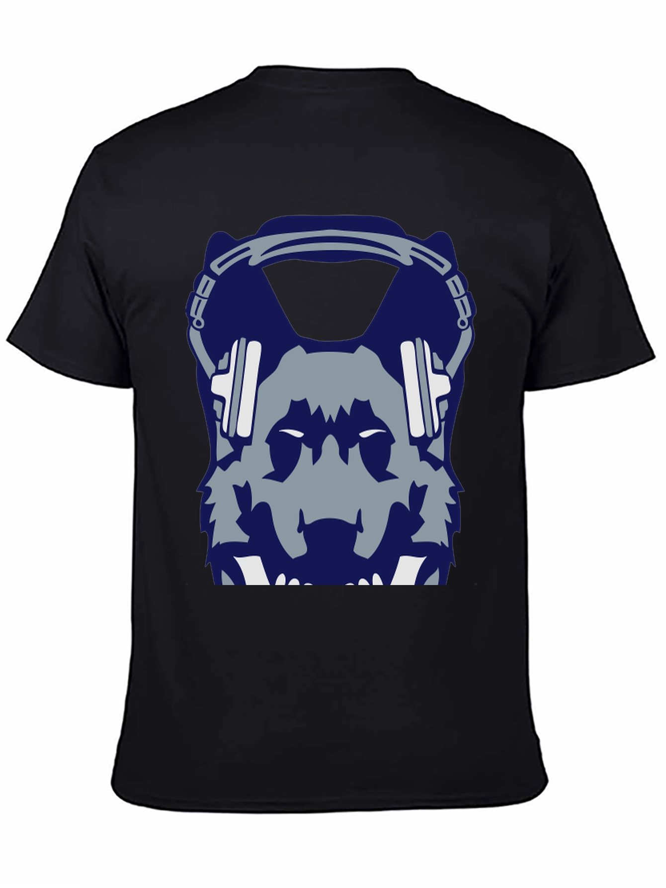 Wolf Headphone Graphic Black T-Shirt