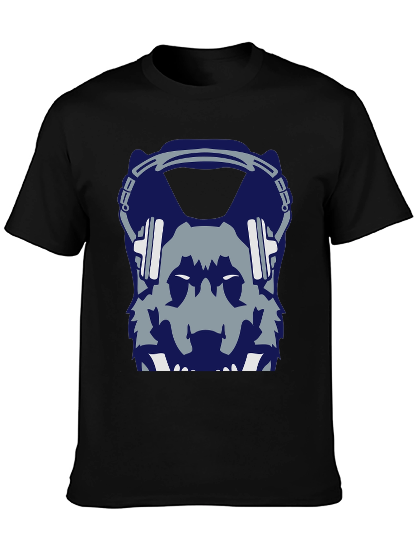 Wolf Headphone Graphic Black T-Shirt