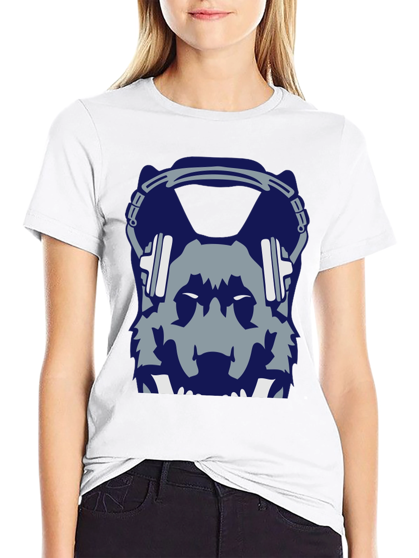 Wolf Headphone Graphic Black T-Shirt