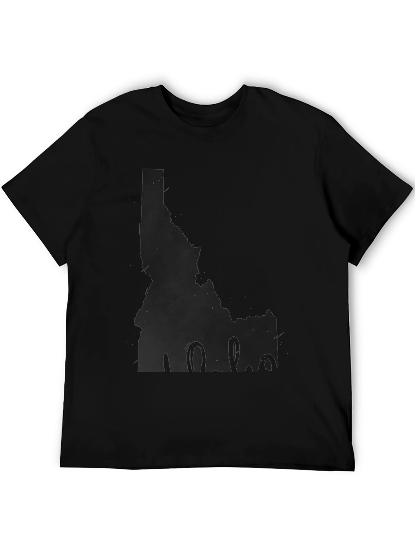 Idaho State Map Black T-Shirt