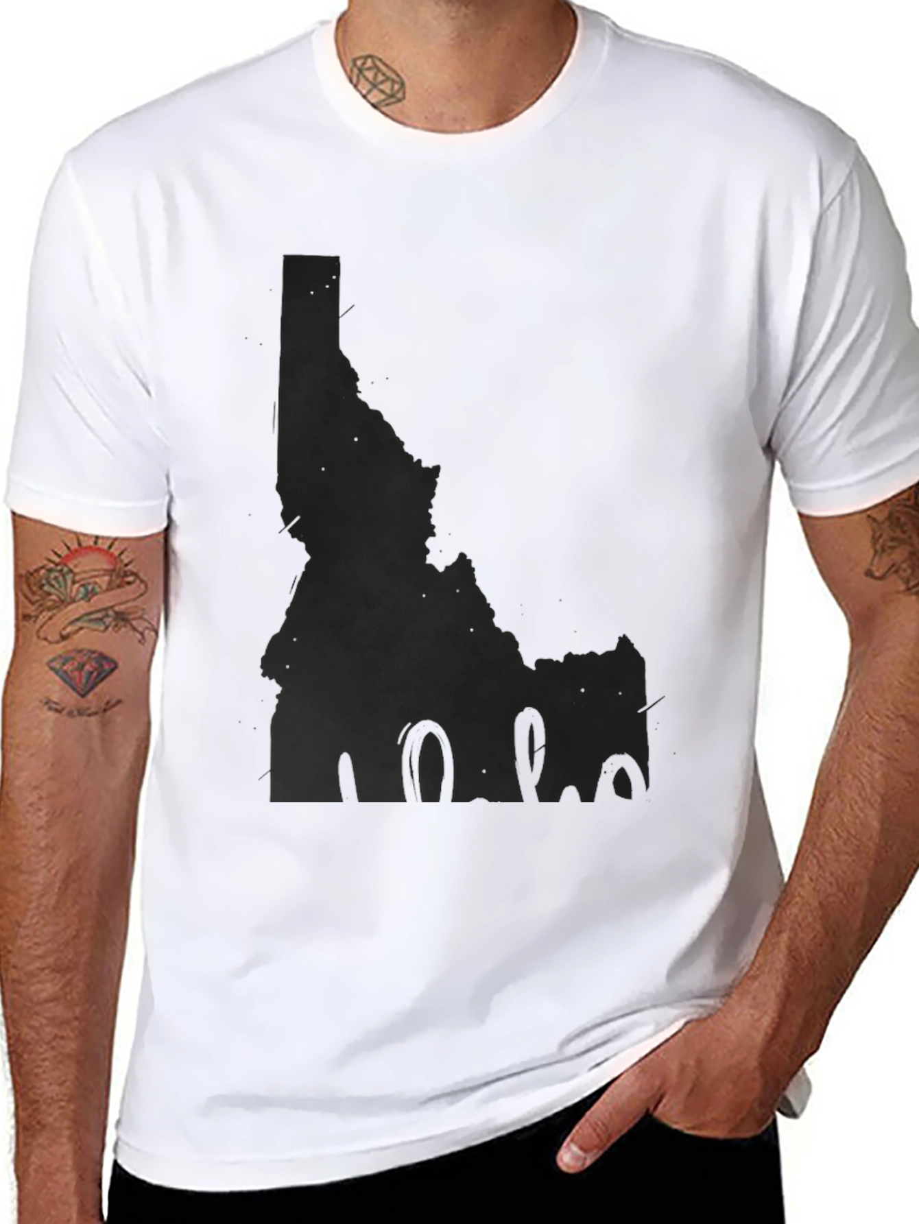 Idaho State Map Black T-Shirt