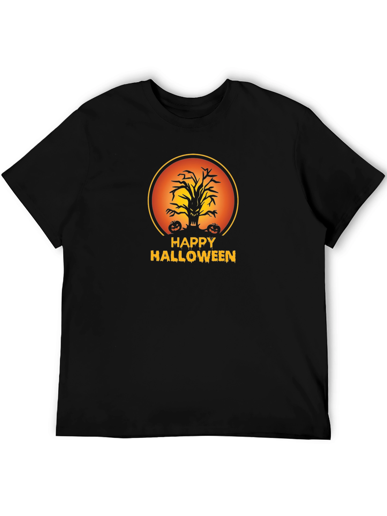 Happy Halloween Tree Black T-Shirt