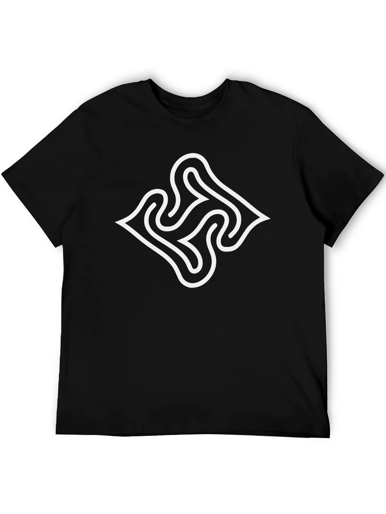 Stylish Black T-Shirt with Abstract White Logo Design