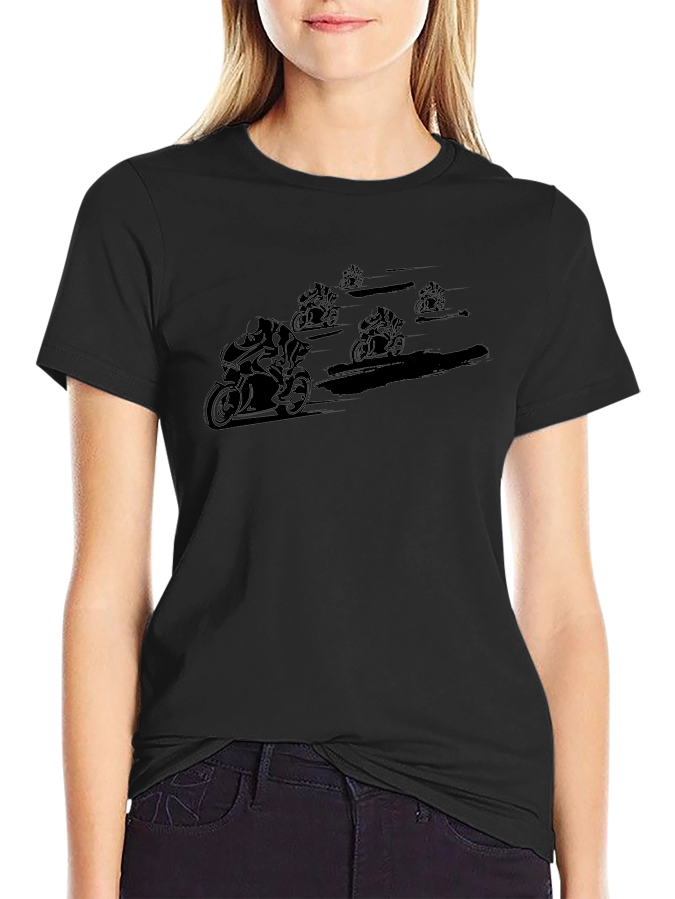 Black Motorcycle Racer Graphic T-Shirt